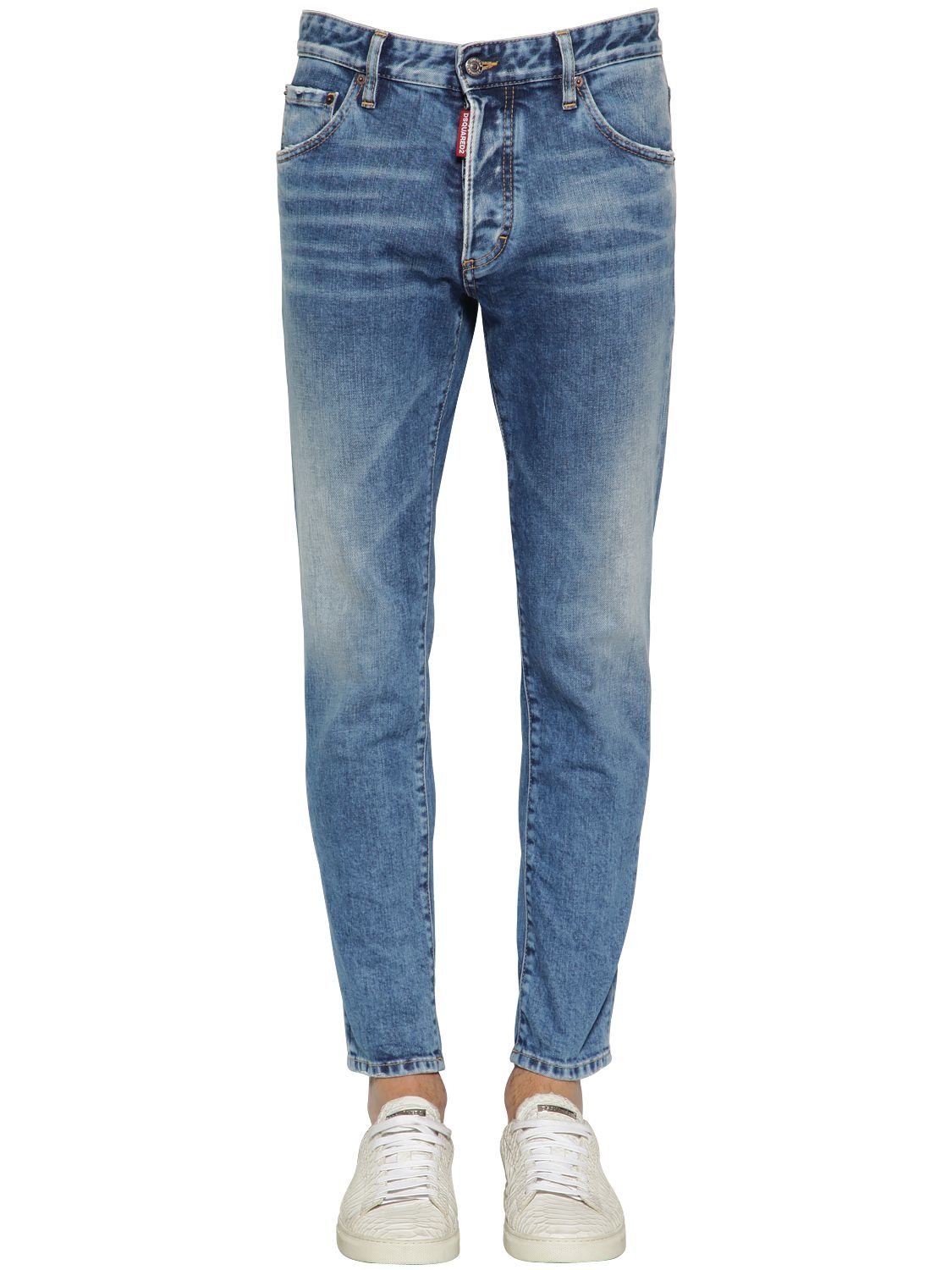 Dsquared2 15cm Skinny Dan Cotton Denim Jeans In Blue