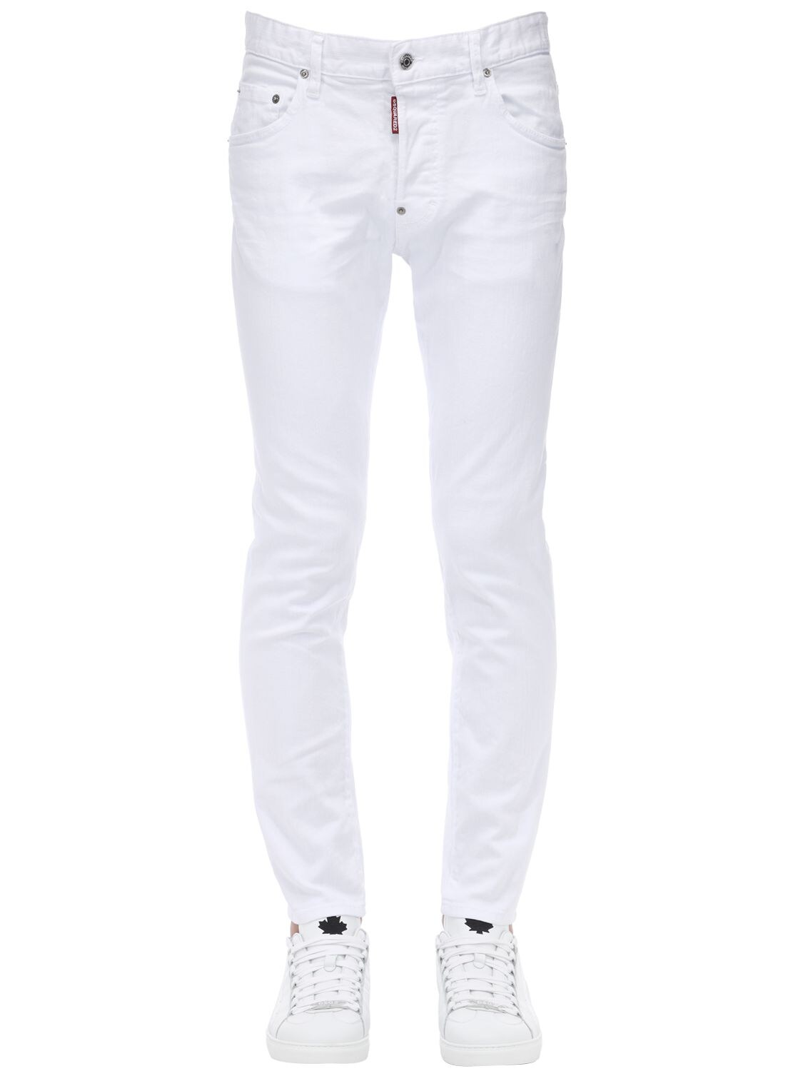 Dsquared2 16厘米skater版型弹力棉质牛仔裤 In White