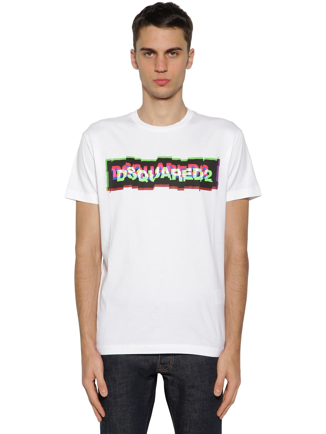Dsquared2 Logo Printed Cotton Jersey T-shirt In White