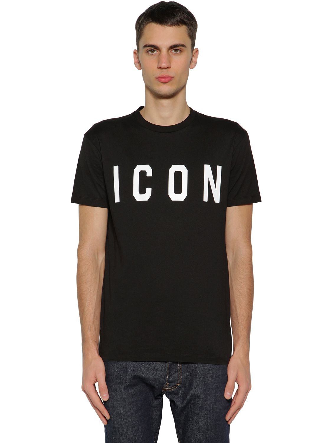 DSQUARED2 “ICON”印图纯棉平纹针织T恤,70IG7E064-OTY0WA2
