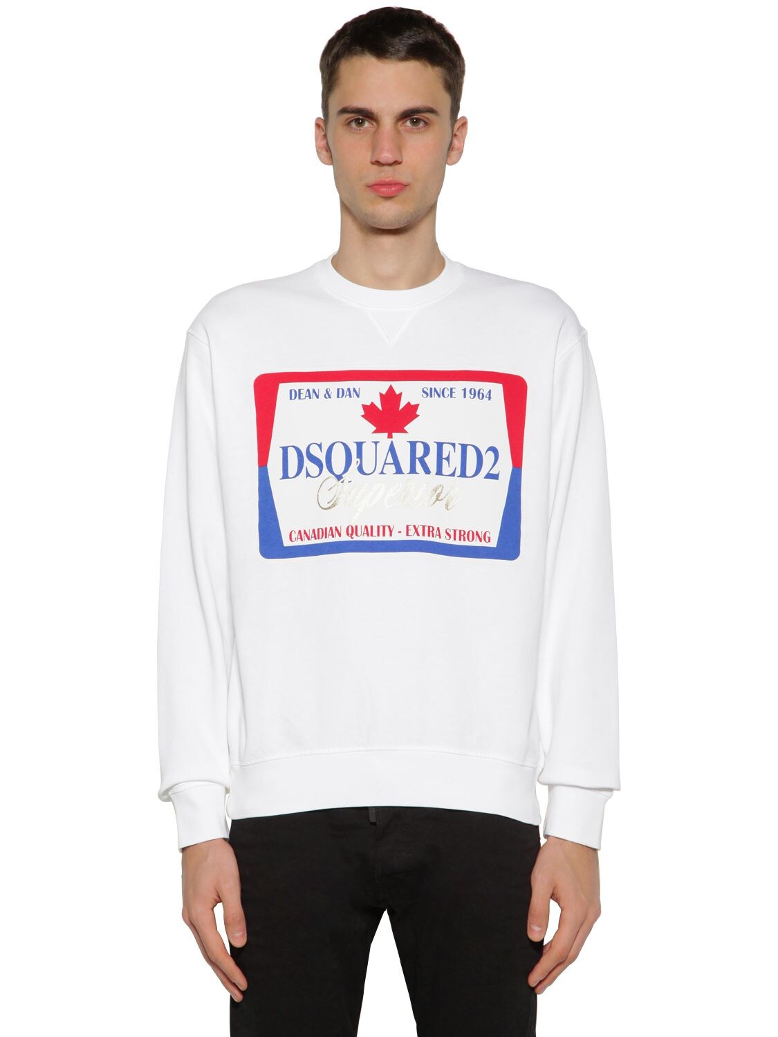 DSQUARED2 PRINTED COTTON JERSEY SWEATSHIRT,70IG7E087-MTAW0