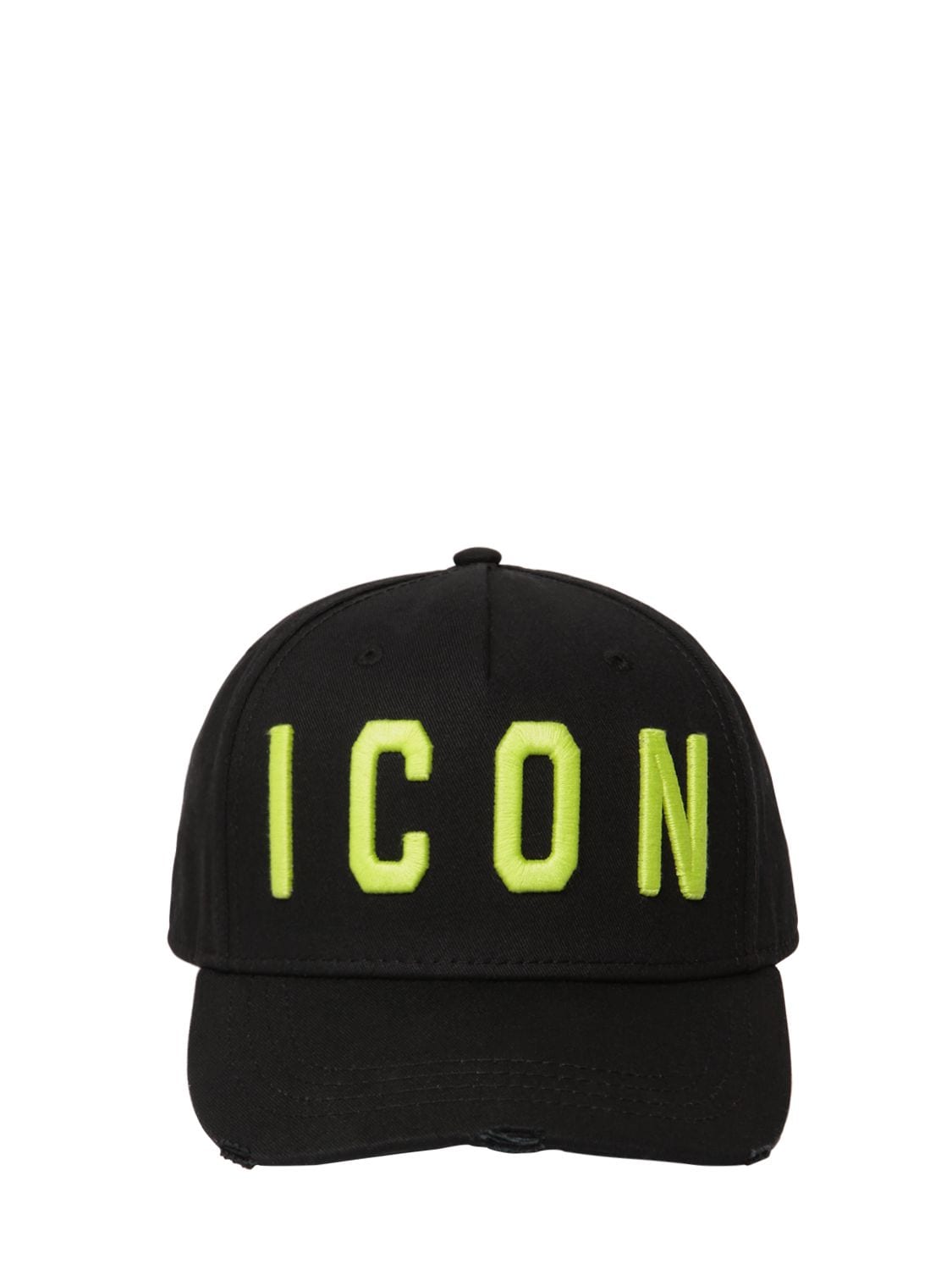 Dsquared2 Icon Cotton Canvas Baseball Hat In Black,lime