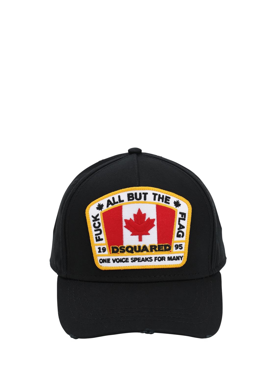 Dsquared2 Flag Patch Cotton Canvas Baseball Hat In Black