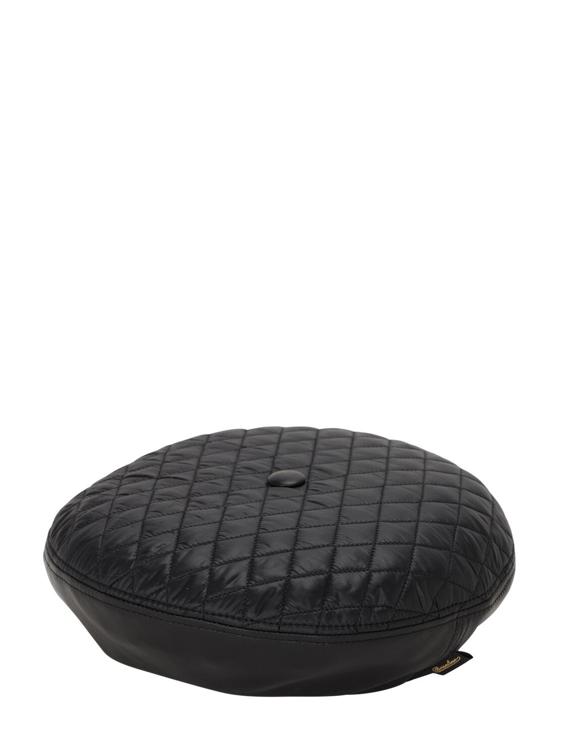 Borsalino Leather & Quilted Nylon Basco Hat In Black