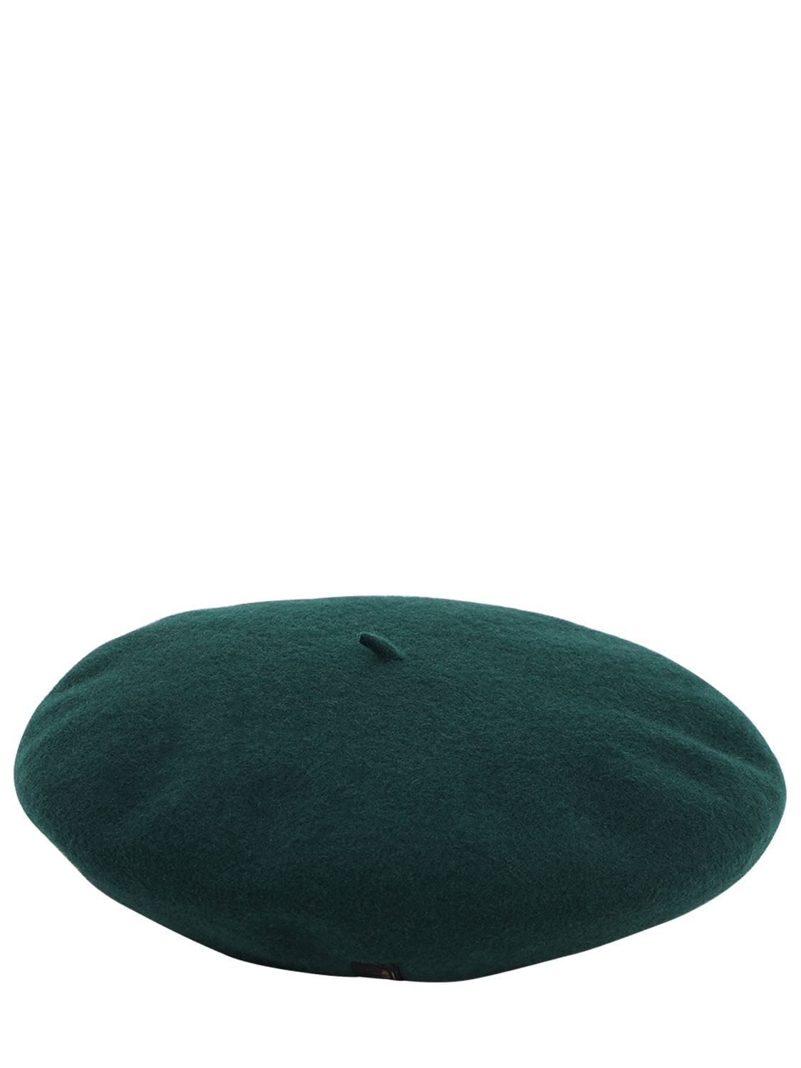 Borsalino Wool Basco Hat In Green Buttle