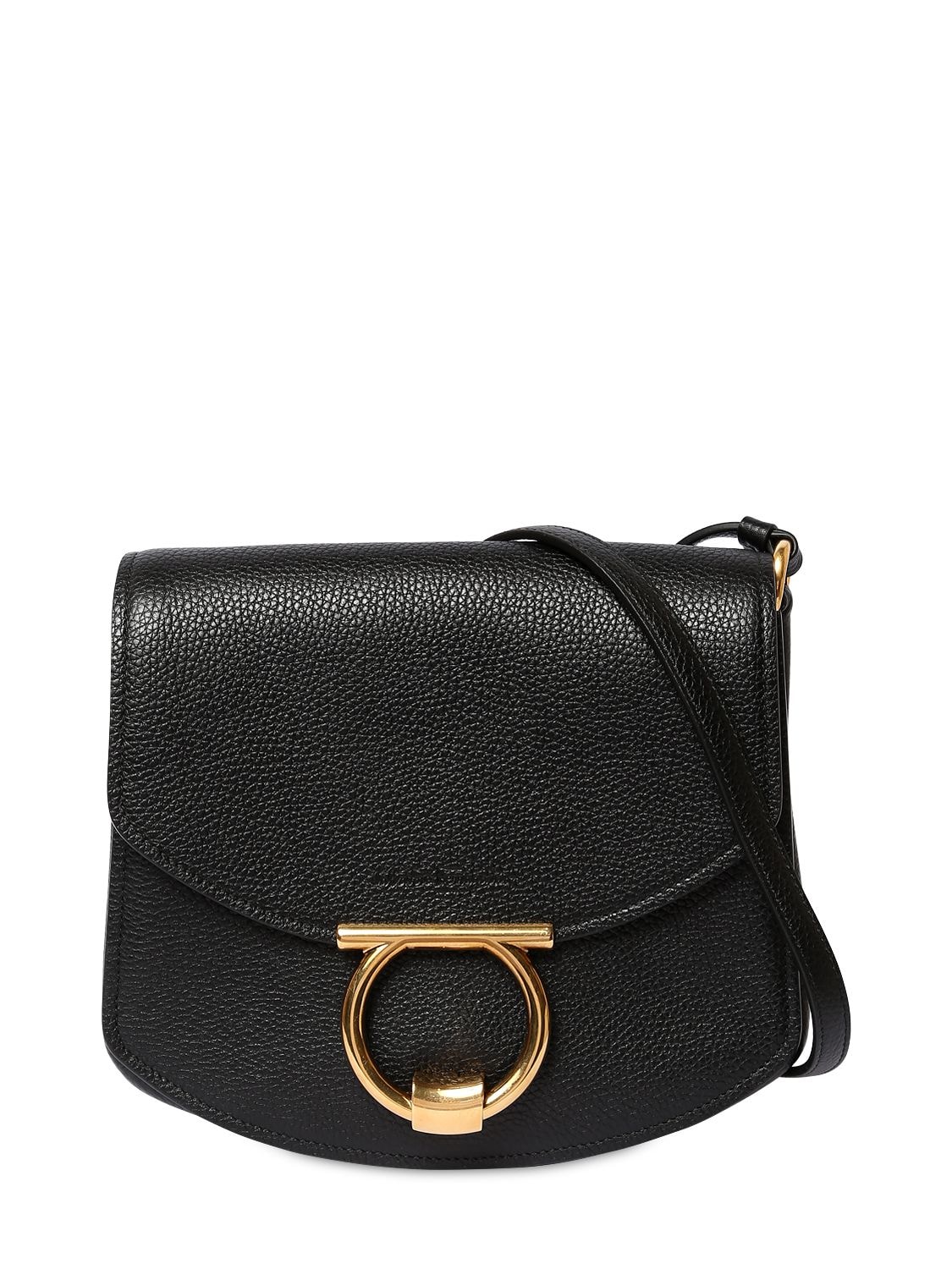 Salvatore Ferragamo Women's Small Margot Leather Saddle Bag In Black ...