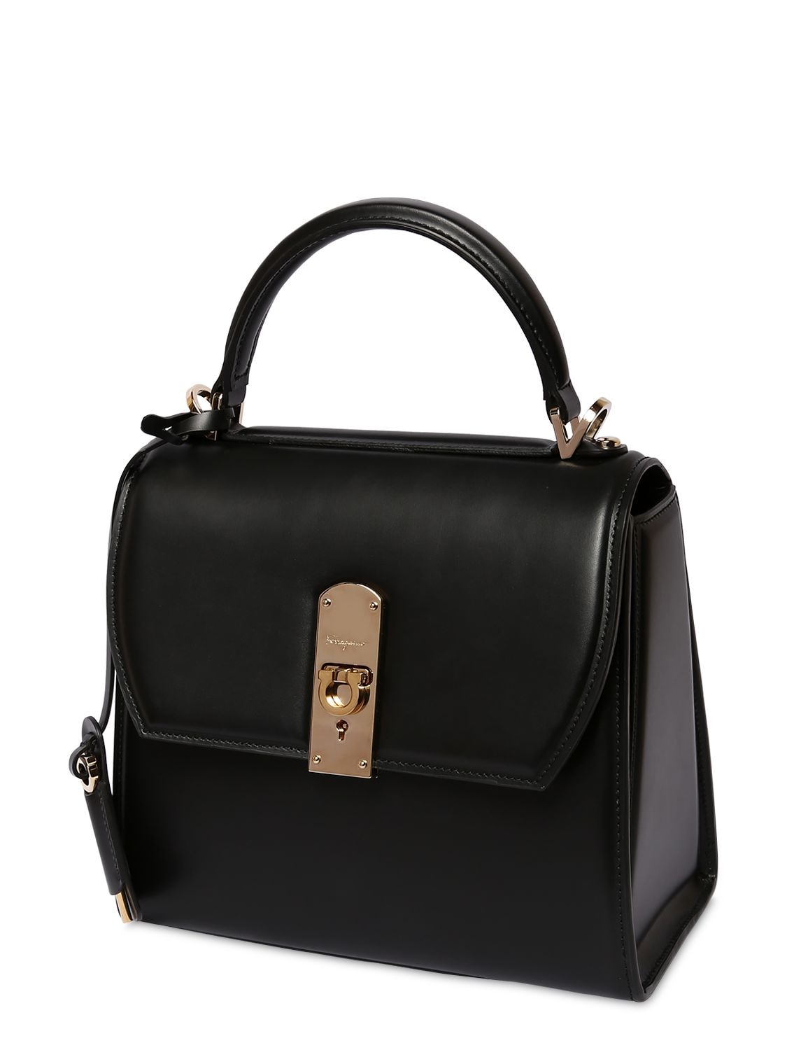 Salvatore Ferragamo Medium Boxyz Leather Shoulder Bag In Black | ModeSens