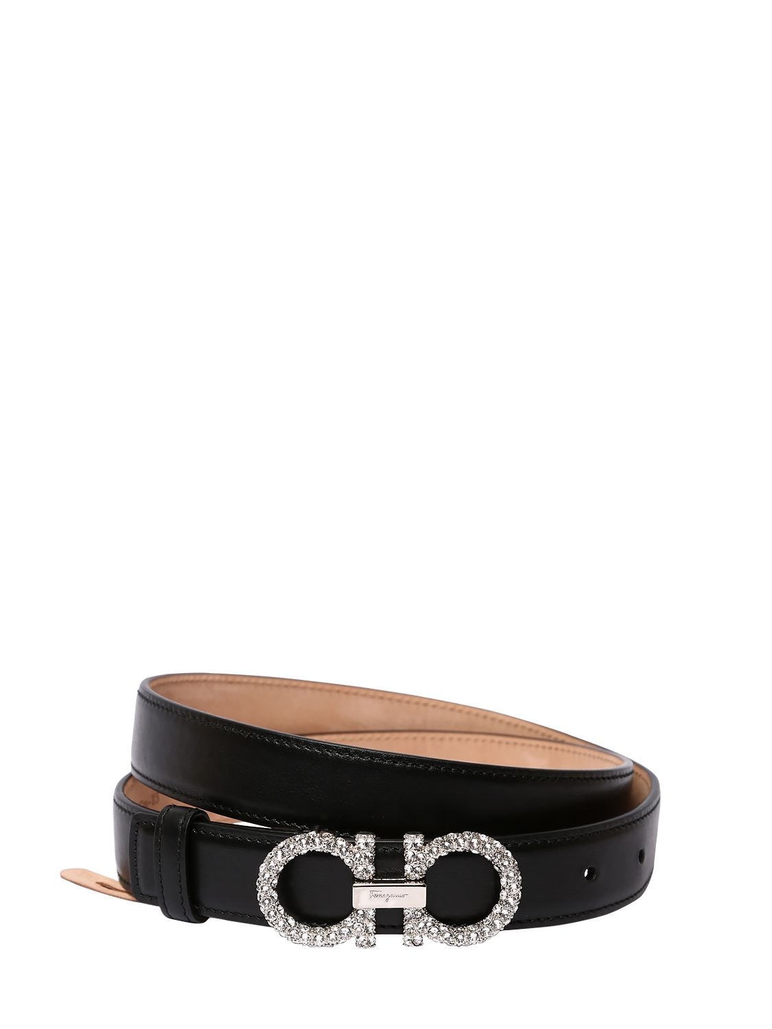 Ferragamo 2.5cm Embellished Leather Belt In Black