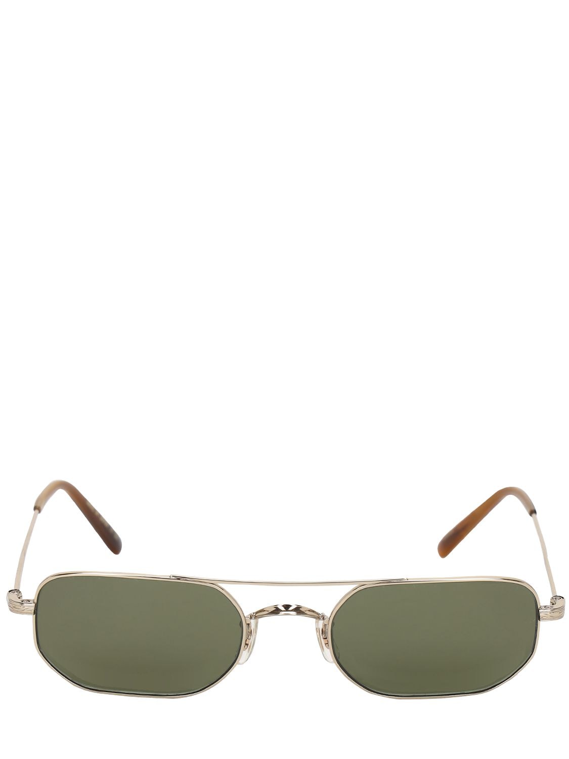 Oliver Peoples Indio Squared Titanium Sunglasses In Gold,green