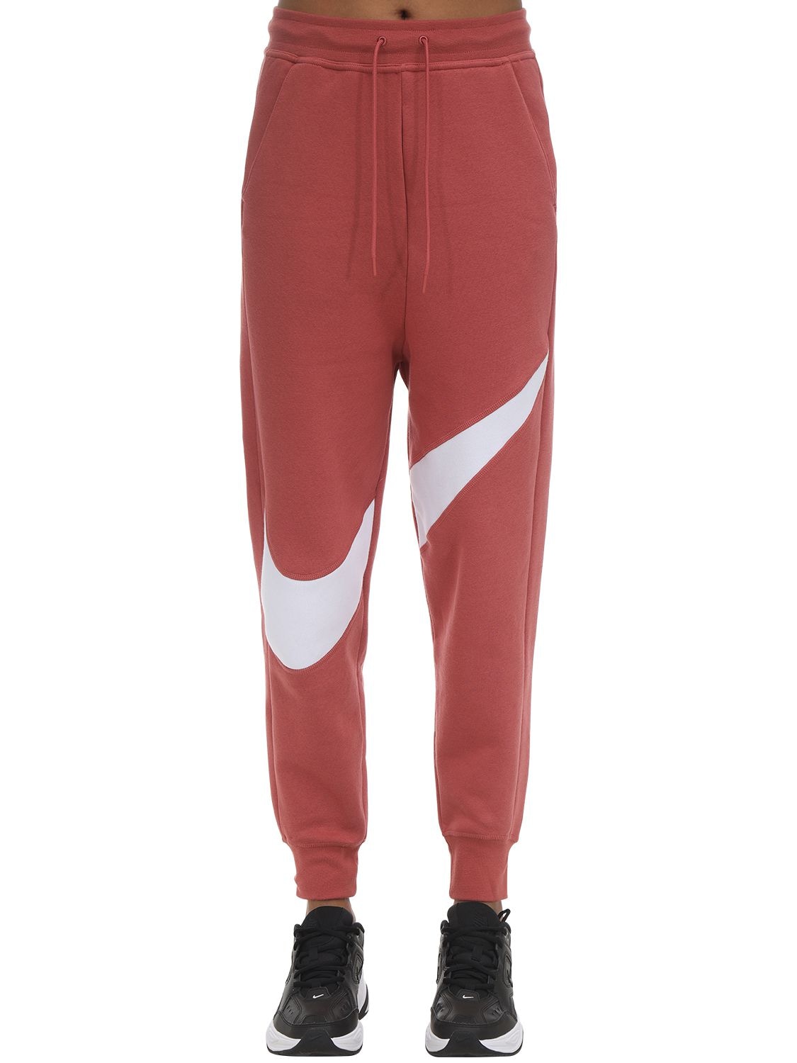 Nike Nsw Swsh Logo Cotton Blend Sweatpants In Pink