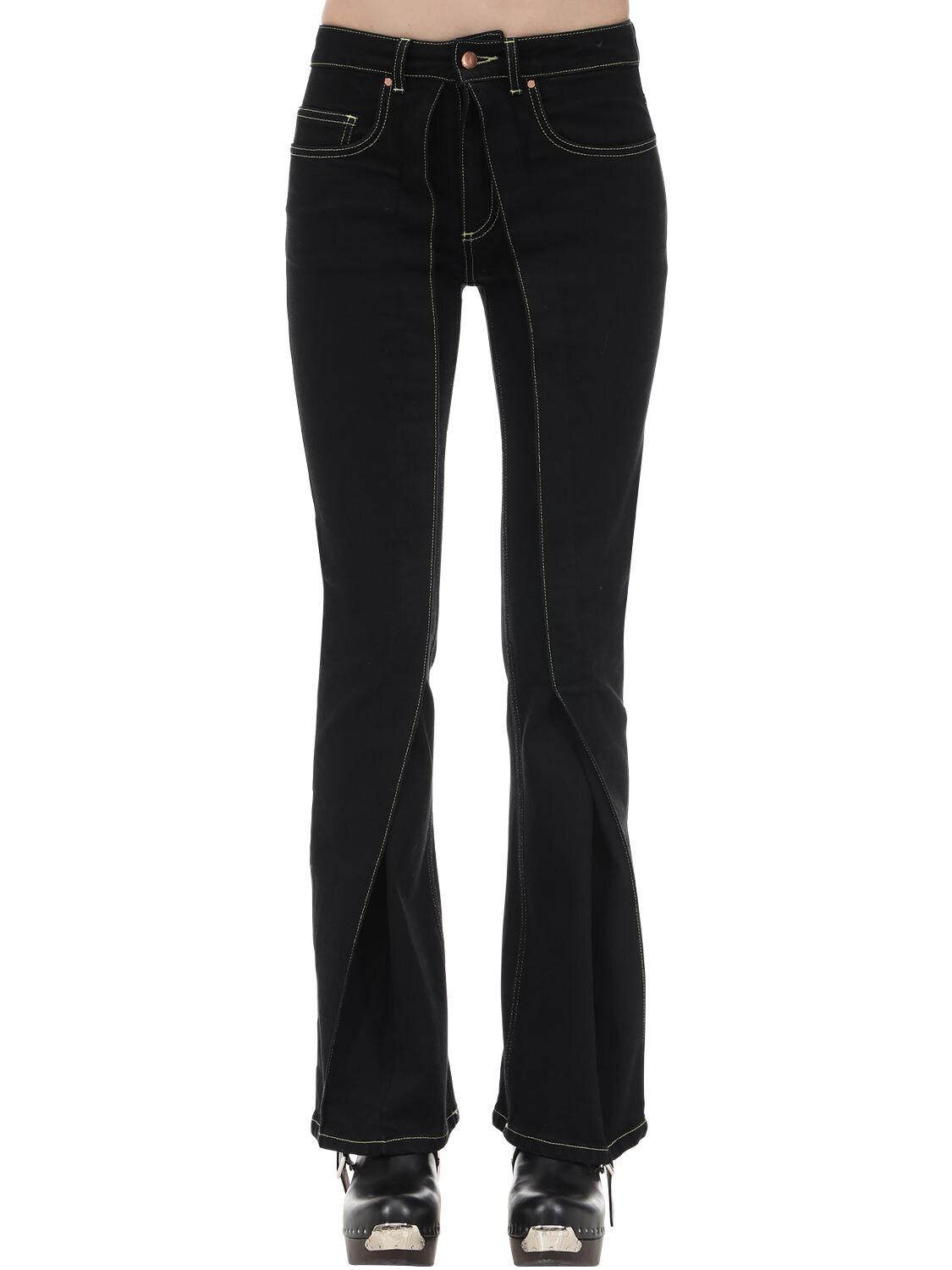 Aalto Cotton Blend Denim Jeans W/fixed Pleats In Black