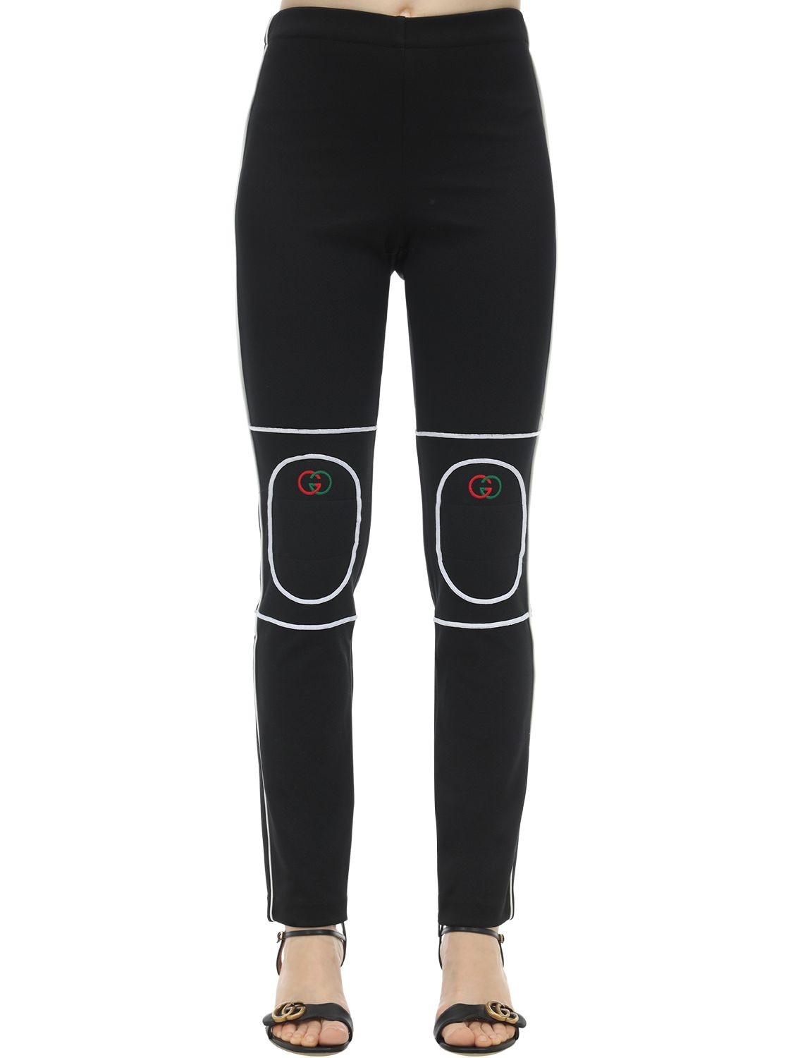 Gucci Techno Jersey Sweatpants W/ Padded Knees In Black