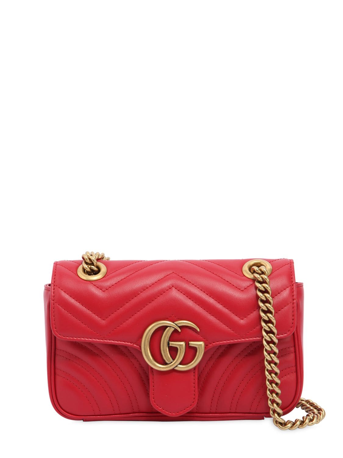 Gucci Mini Gg Marmont 2.0 Leather Shoulder Bag In Red