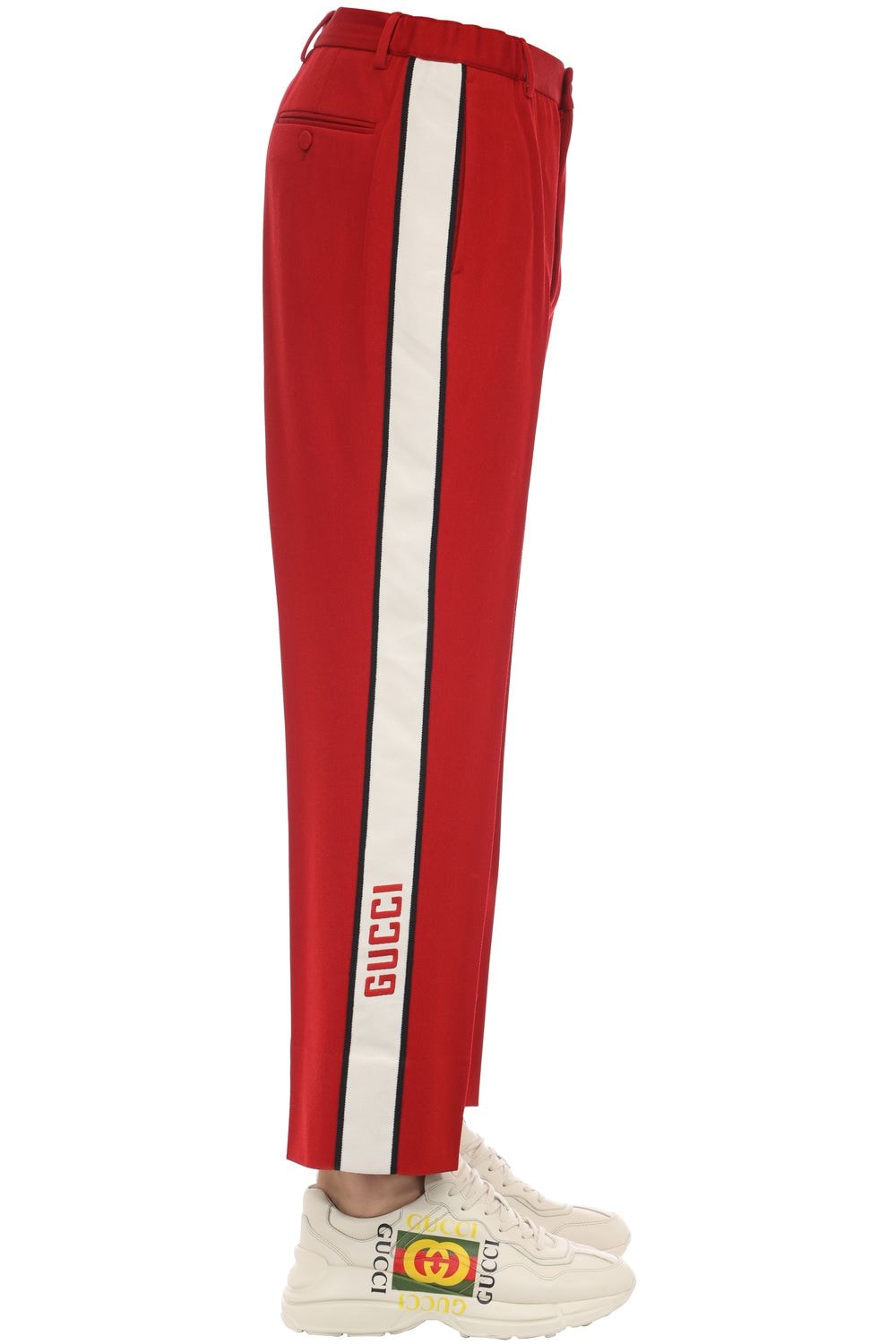 Gucci Wool Blend Twill Pants In Red