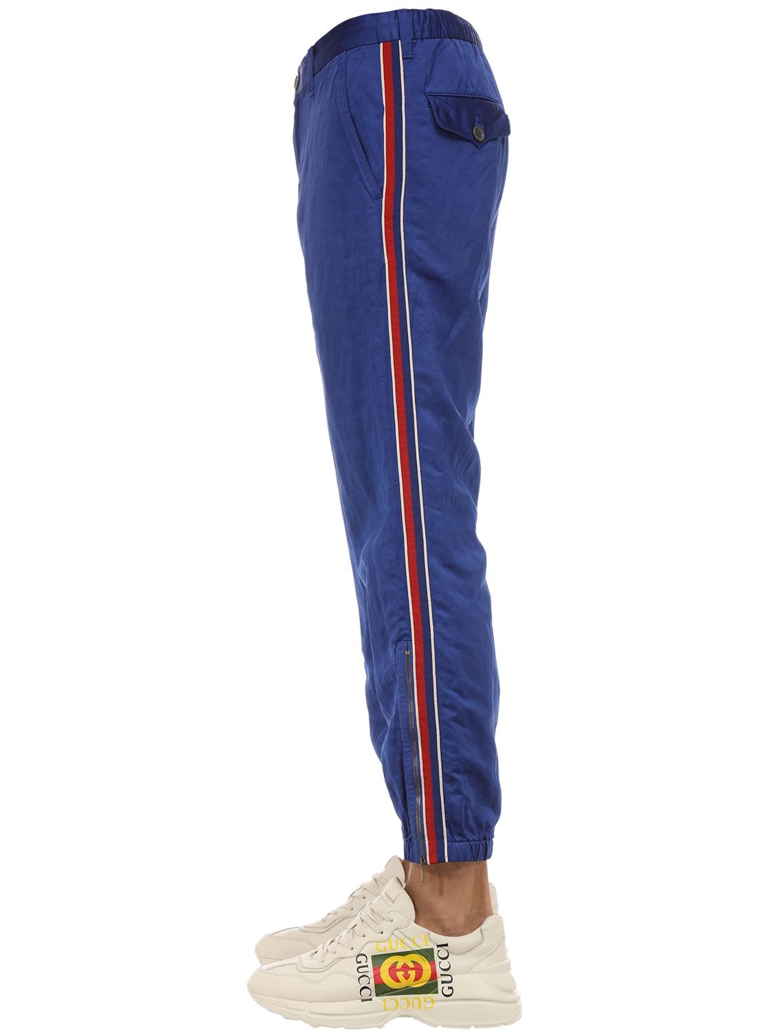 Gucci Viscose & Linen Pants In Blue