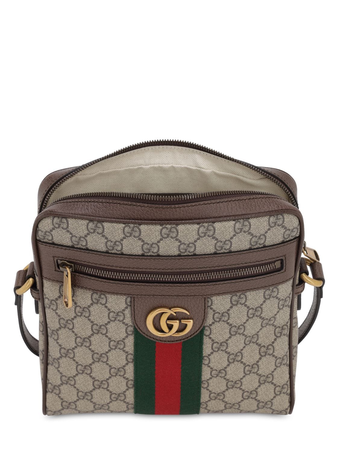 Shop Gucci Small Ophidia Gg Supreme Messenger Bag In Beige