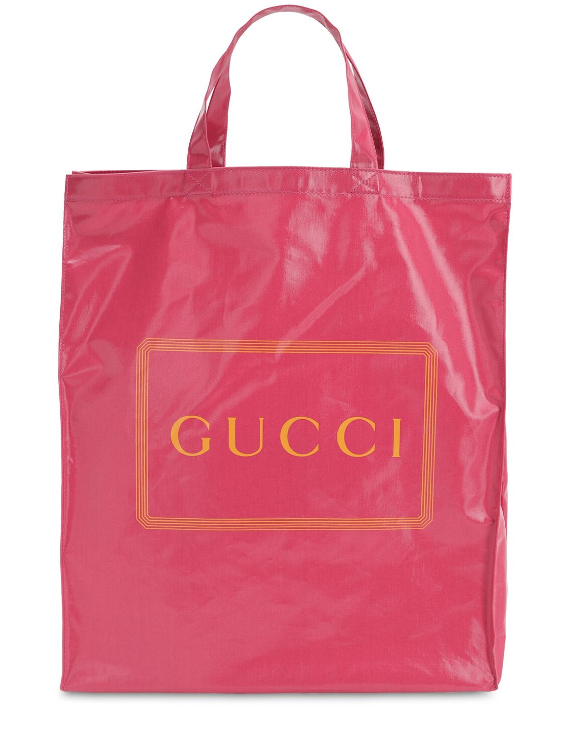 Gucci Logo Printed Coated Canvas Tote Bag In Pink | ModeSens