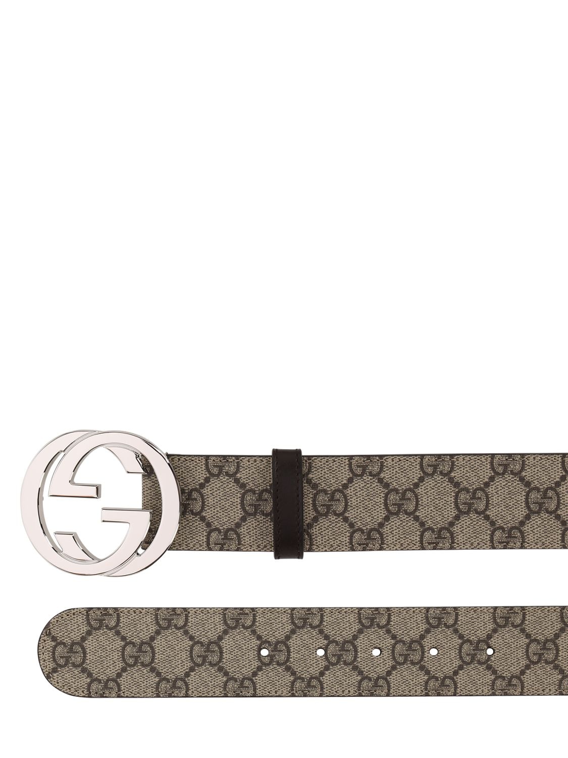 Shop Gucci 4cm Gg Supreme Logo Coated Canvas Belt In Beige