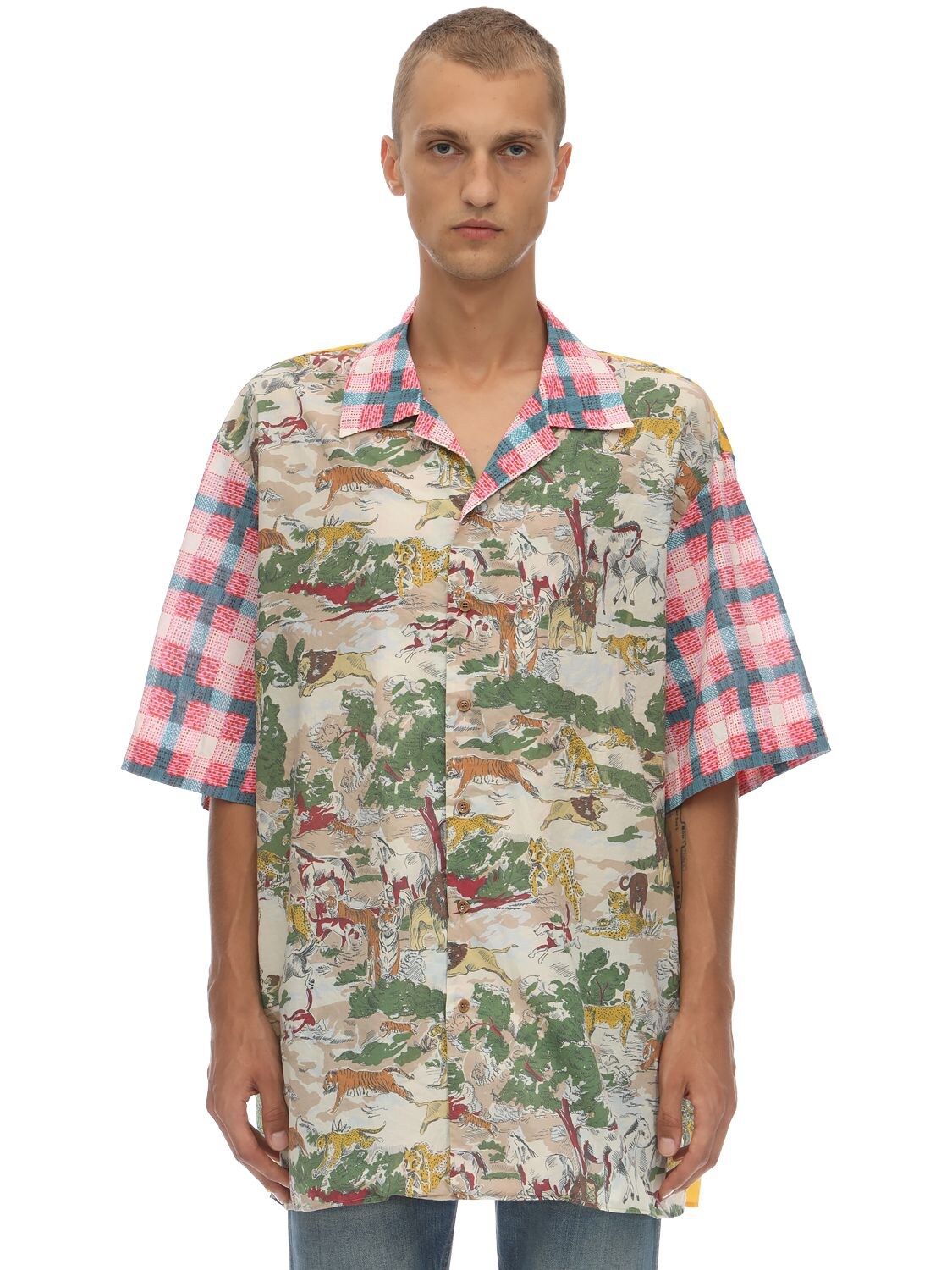 GUCCI PAPEREFFECT PRINTED COTTON BOWLING SHIRT,70IH0U001-MJMZOA2