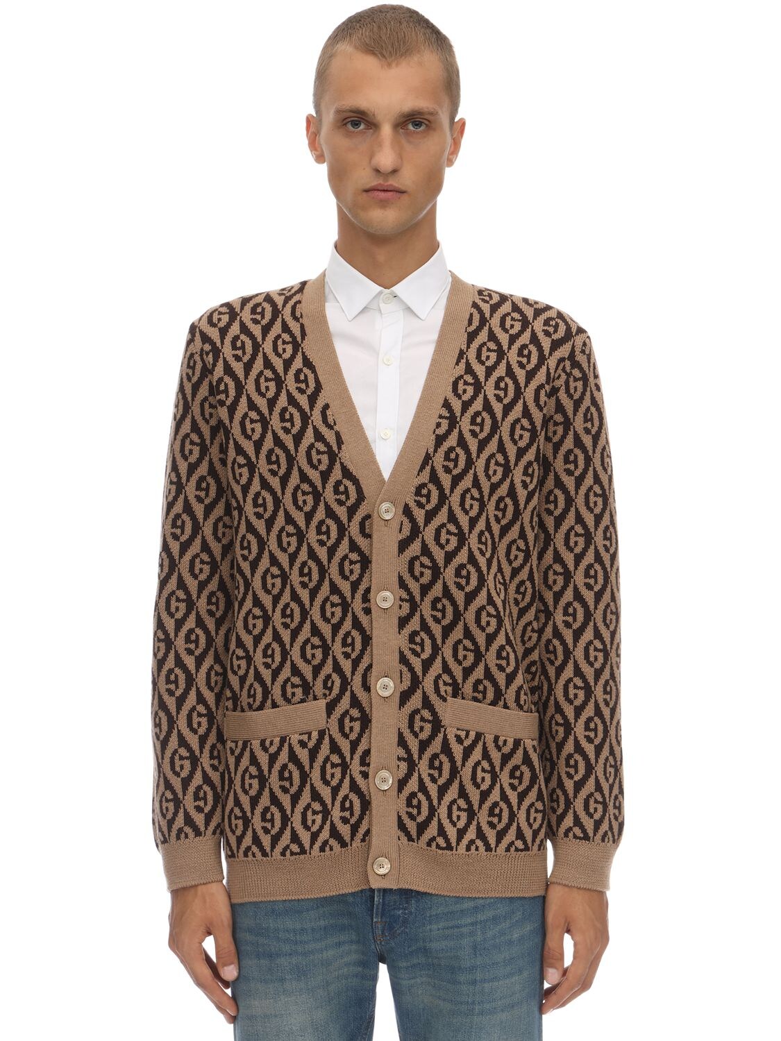 GUCCI GG WOOL JACQUARD CARDIGAN,70IH0U021-MJY2OA2