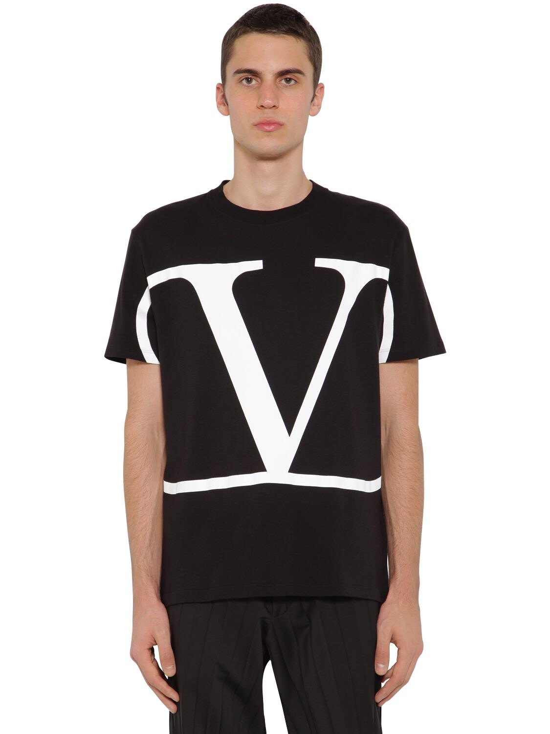 VALENTINO VLOGO PRINT COTTON JERSEY T-SHIRT,70IH0Y005-ME5J0