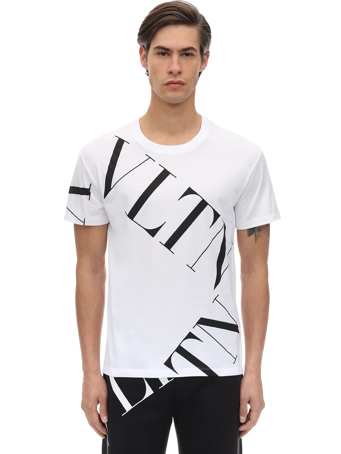 VALENTINO “VLTN”印图纯棉平纹针织T恤,70IH0Y008-QTAX0