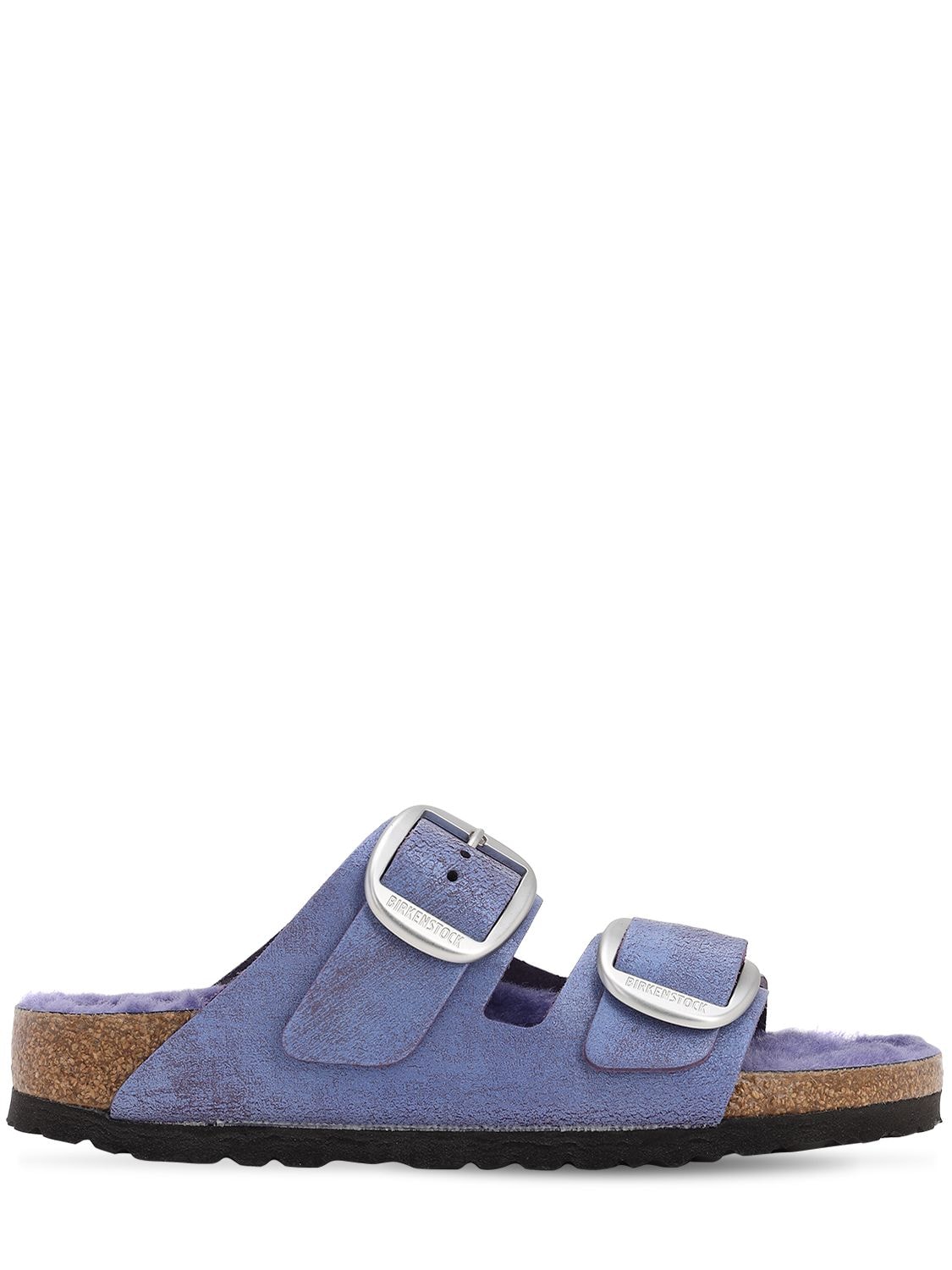 Birkenstock Arizona Suede & Shearling Sandals In Purple