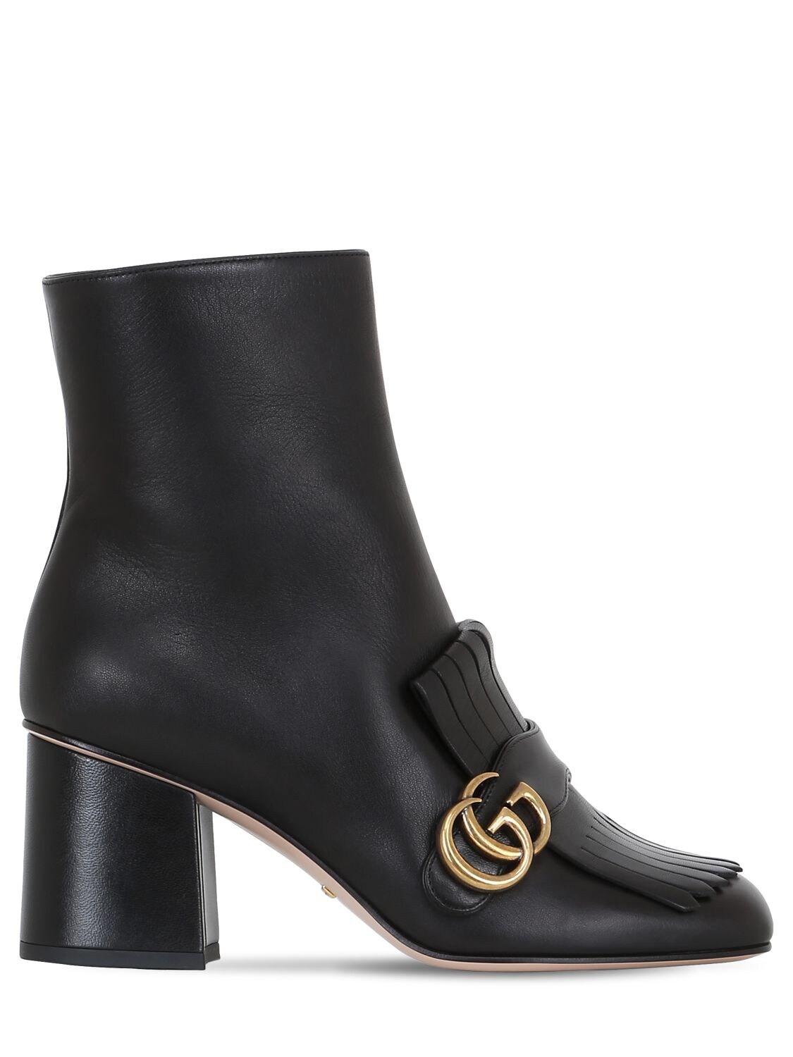 GUCCI 75MM MARMONT FRINGED LEATHER BOOTS,70II9H011-MTAWMA2