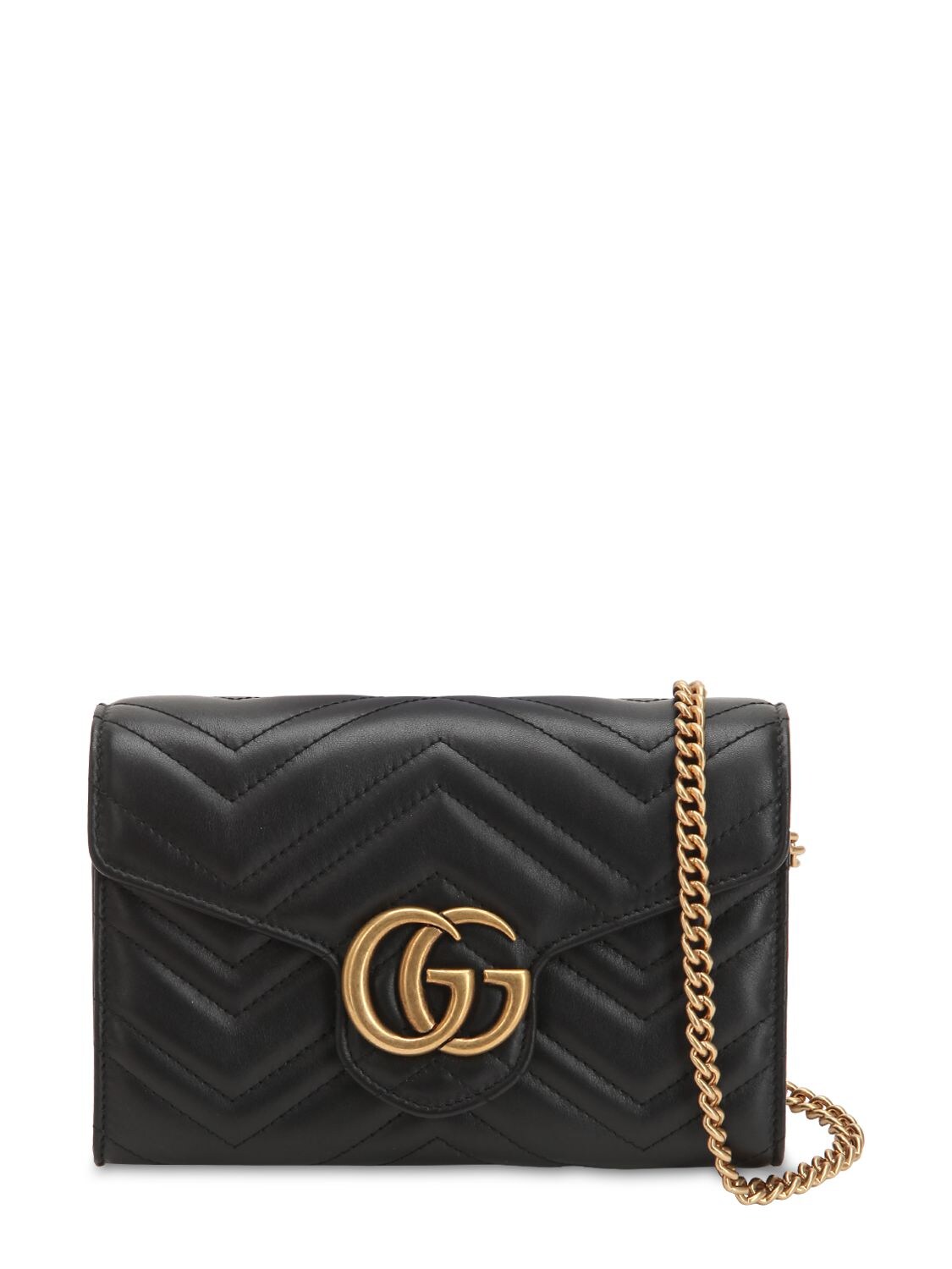Gucci Gg Marmont Leather Shoulder Bag In Black