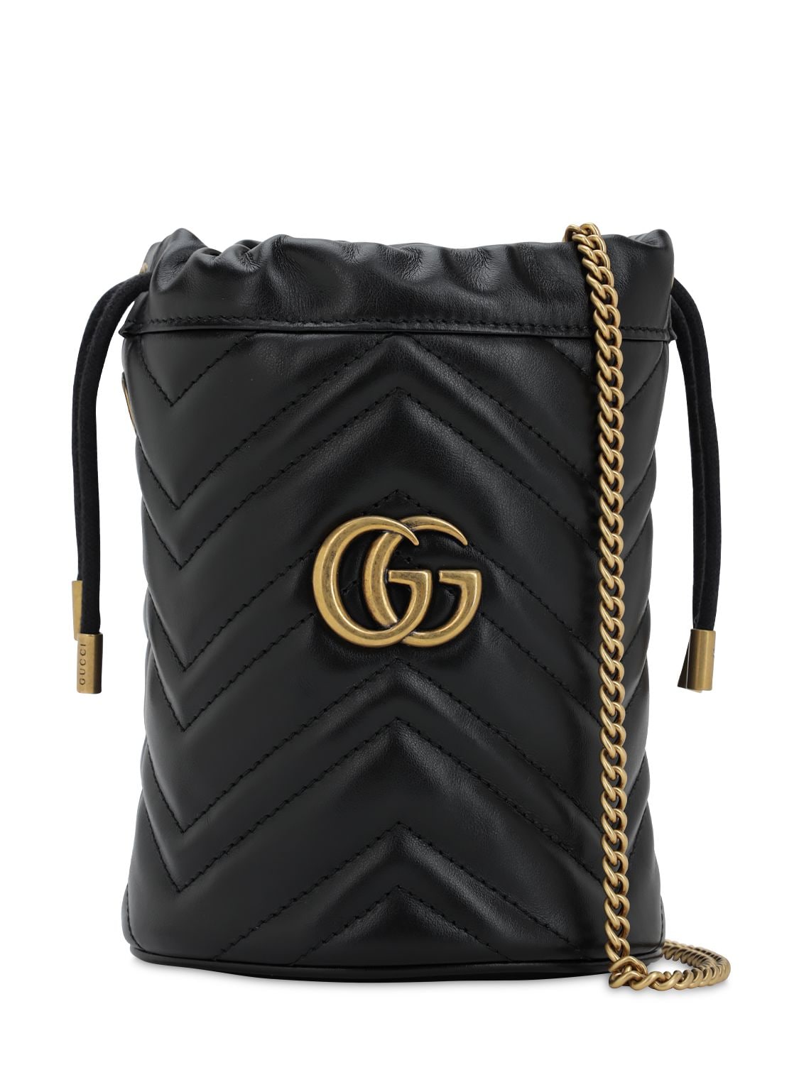 Gucci+GG+Marmont+Gold+Hardware+Shoulder+Bag+Mini+Black+Leather for sale  online