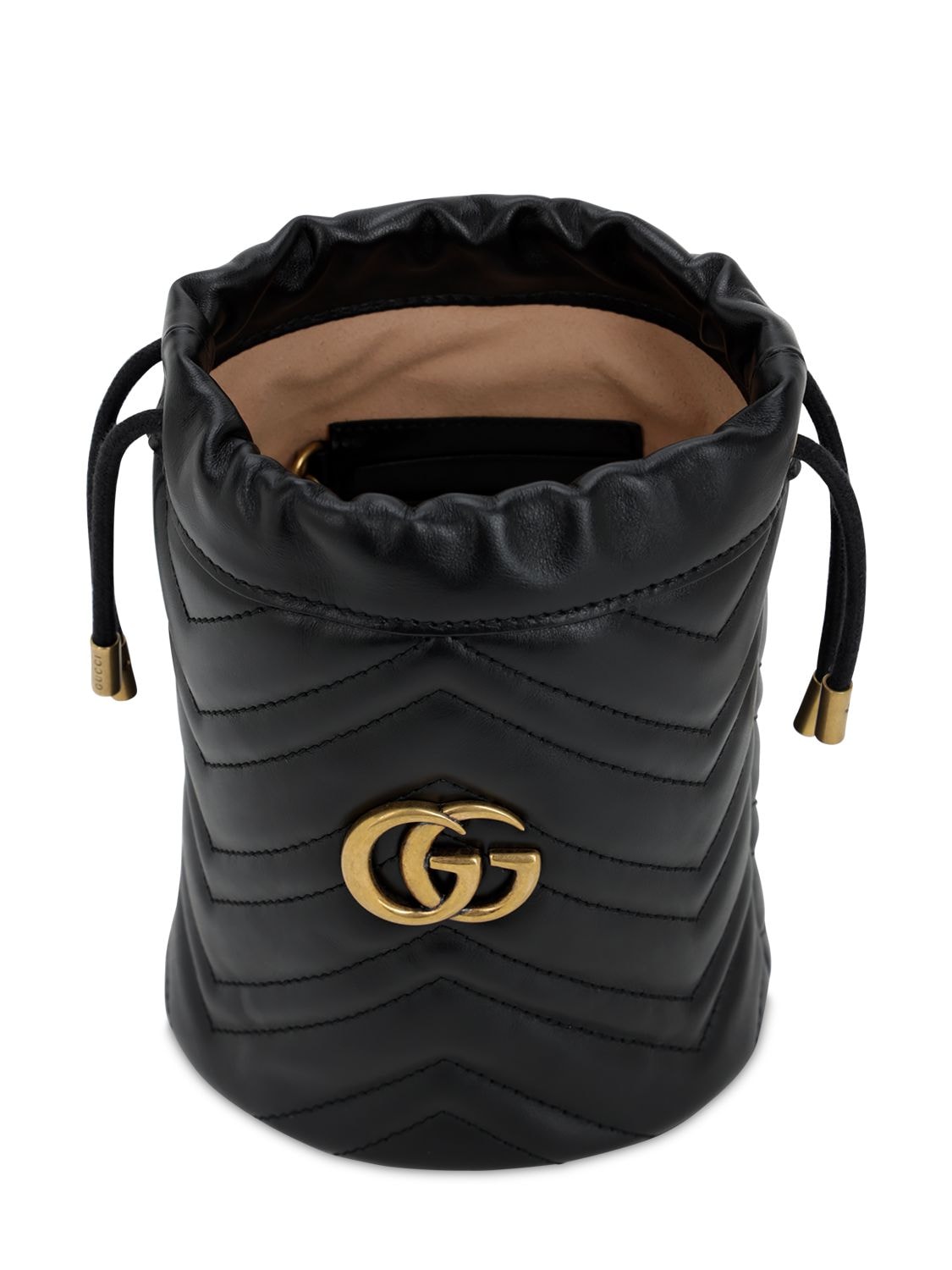 Shop Gucci Mini Gg Marmont 2.0 Leather Bucket Bag In Black