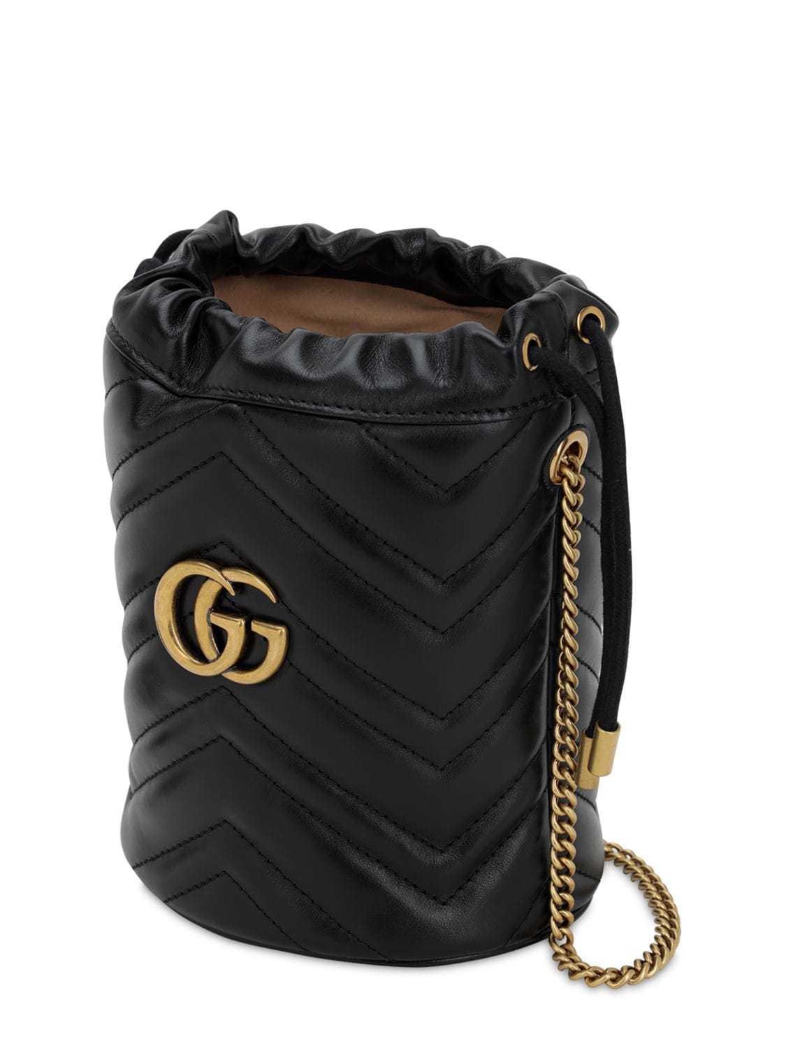 Shop Gucci Mini Gg Marmont 2.0 Leather Bucket Bag In Black