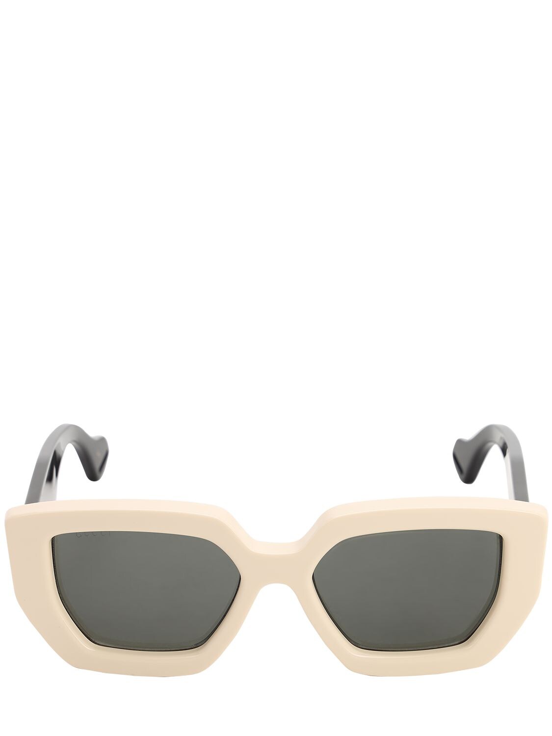Gucci Bicolor Squared Acetate Sunglasses In Ivory,black