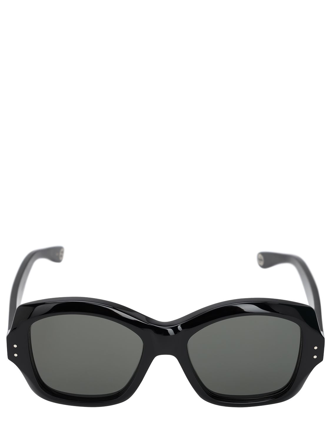 Gucci Black Rectangular Acetate Sunglasses In Black,grey
