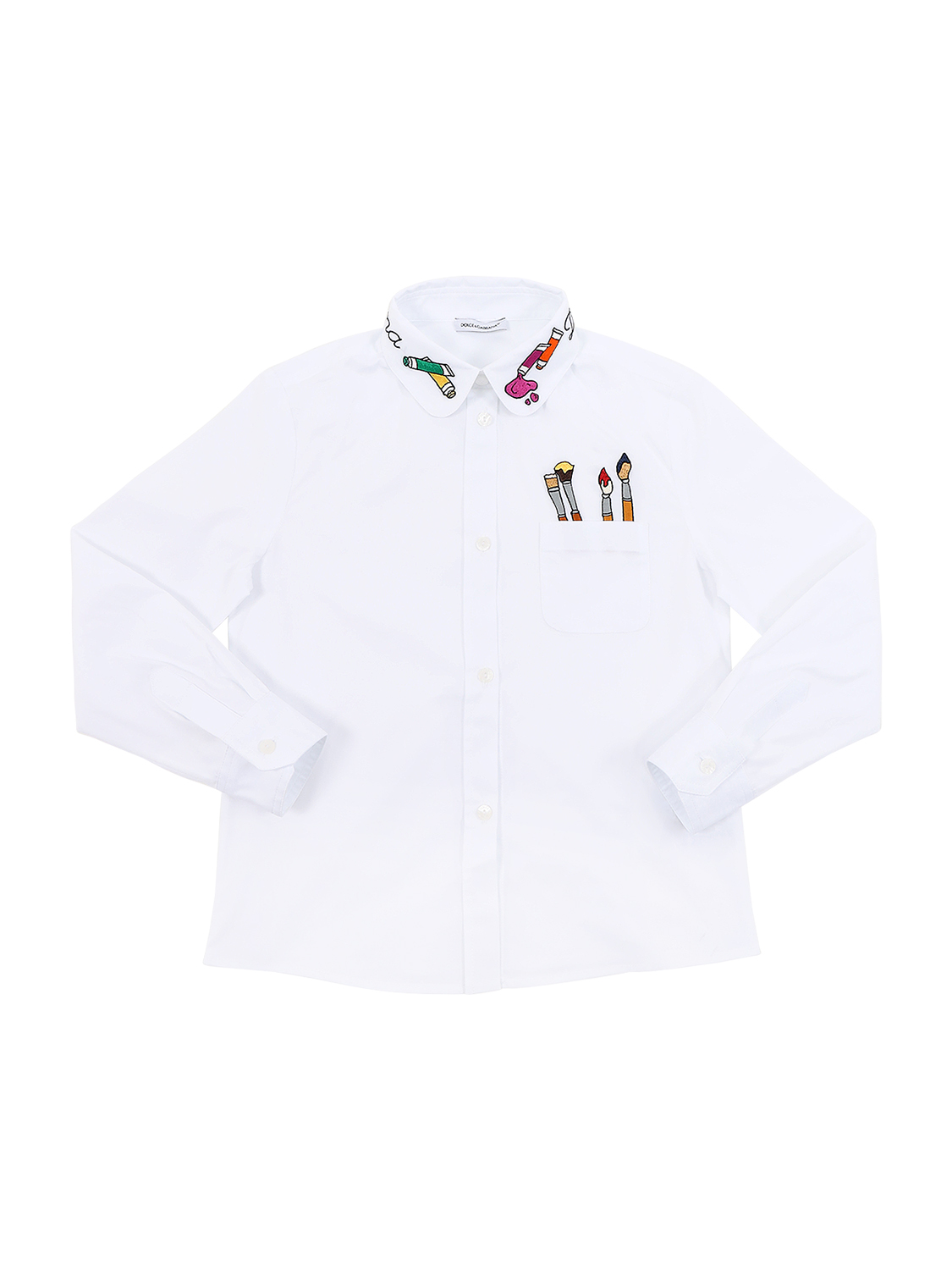Bluse Aus Stretch-baumwollpopeline Mit Stickerei