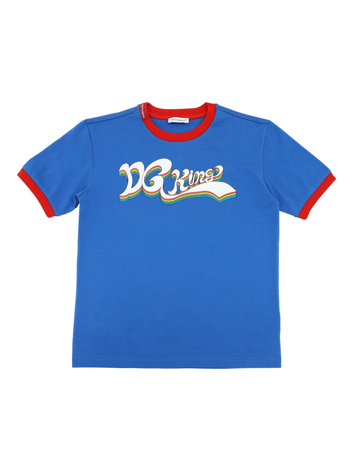 Dolce & Gabbana Kids' Logo Printed Cotton Jersey T-shirt In Blue