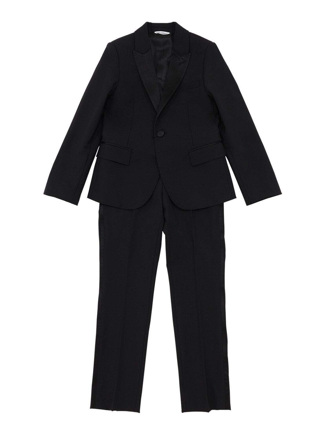 Dolce & Gabbana Kids' Stretch Virgin Wool Blend Tuxedo In Black