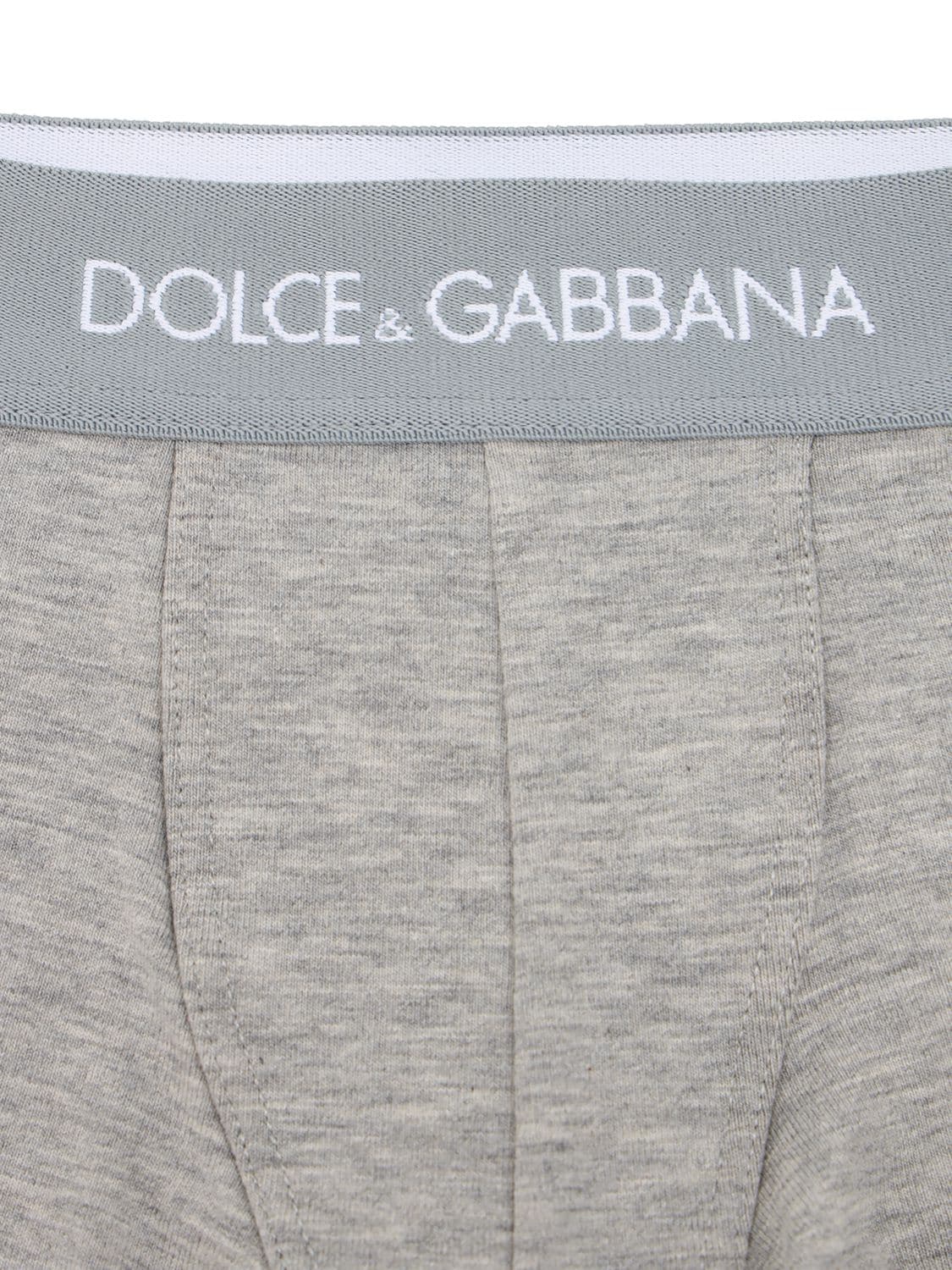 Dolce & Gabbana Boxer Two-pack With Branded Elastic In Grey