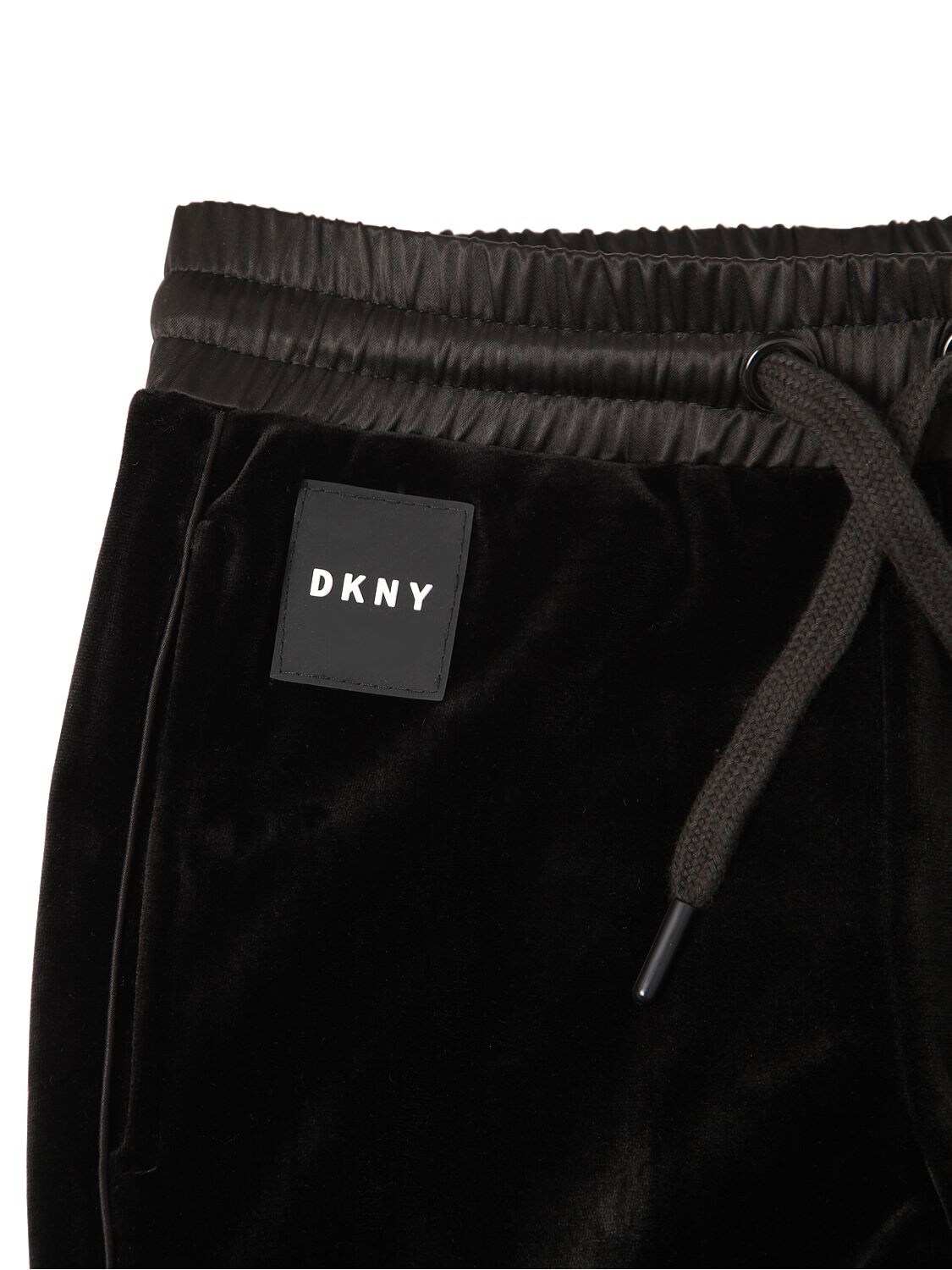 Shop Dkny Velvet Pants W/ Nylon Detail In Black