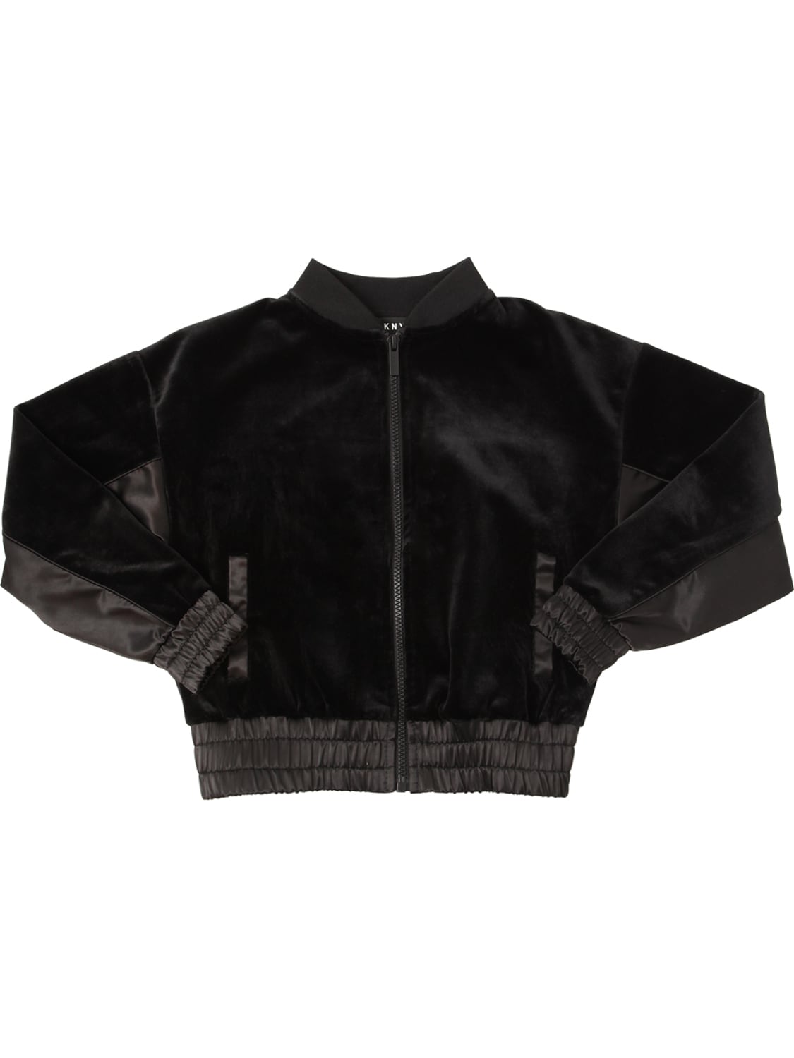 Dkny Kids' Velvet Sweatshirt W/ Nylon Detail In Black