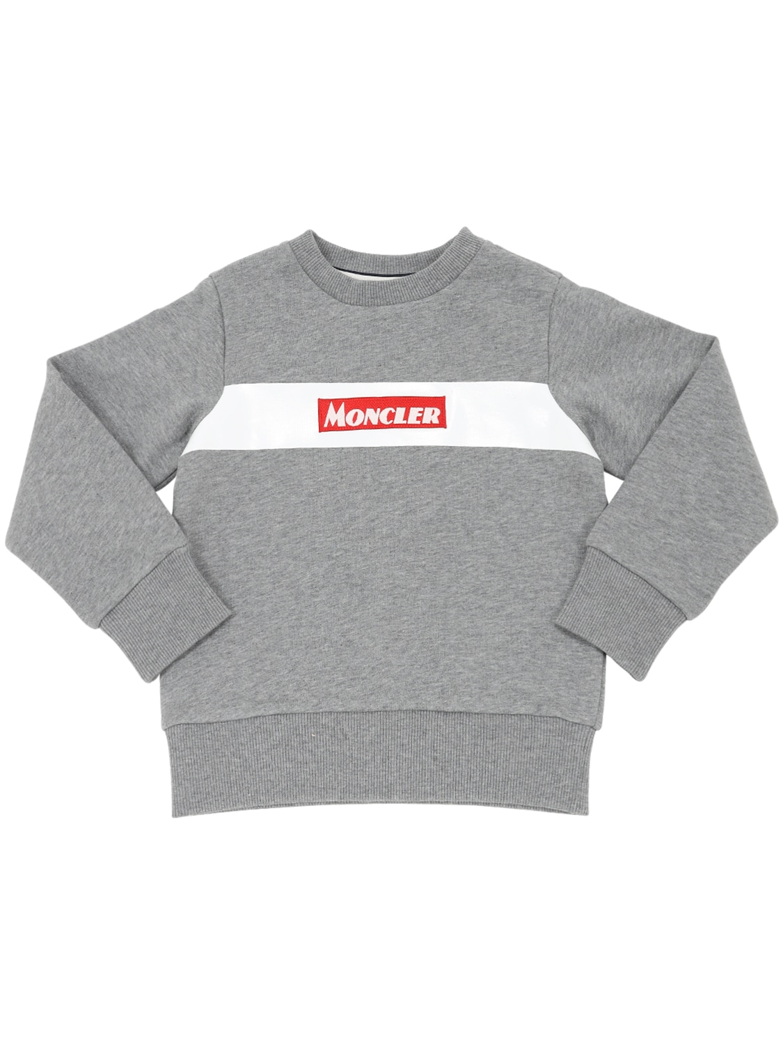 Moncler Kids' Logo Patch Cotton Sweatshirt In Grey