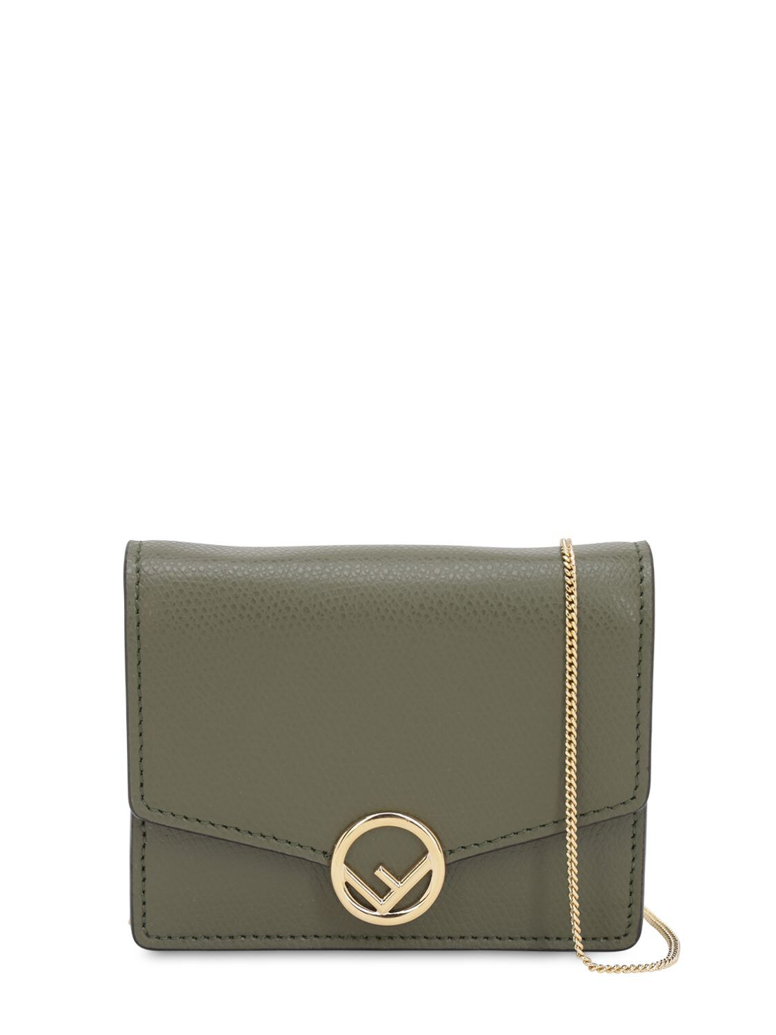 Fendi Micro Leather Card Holder Bag In Green