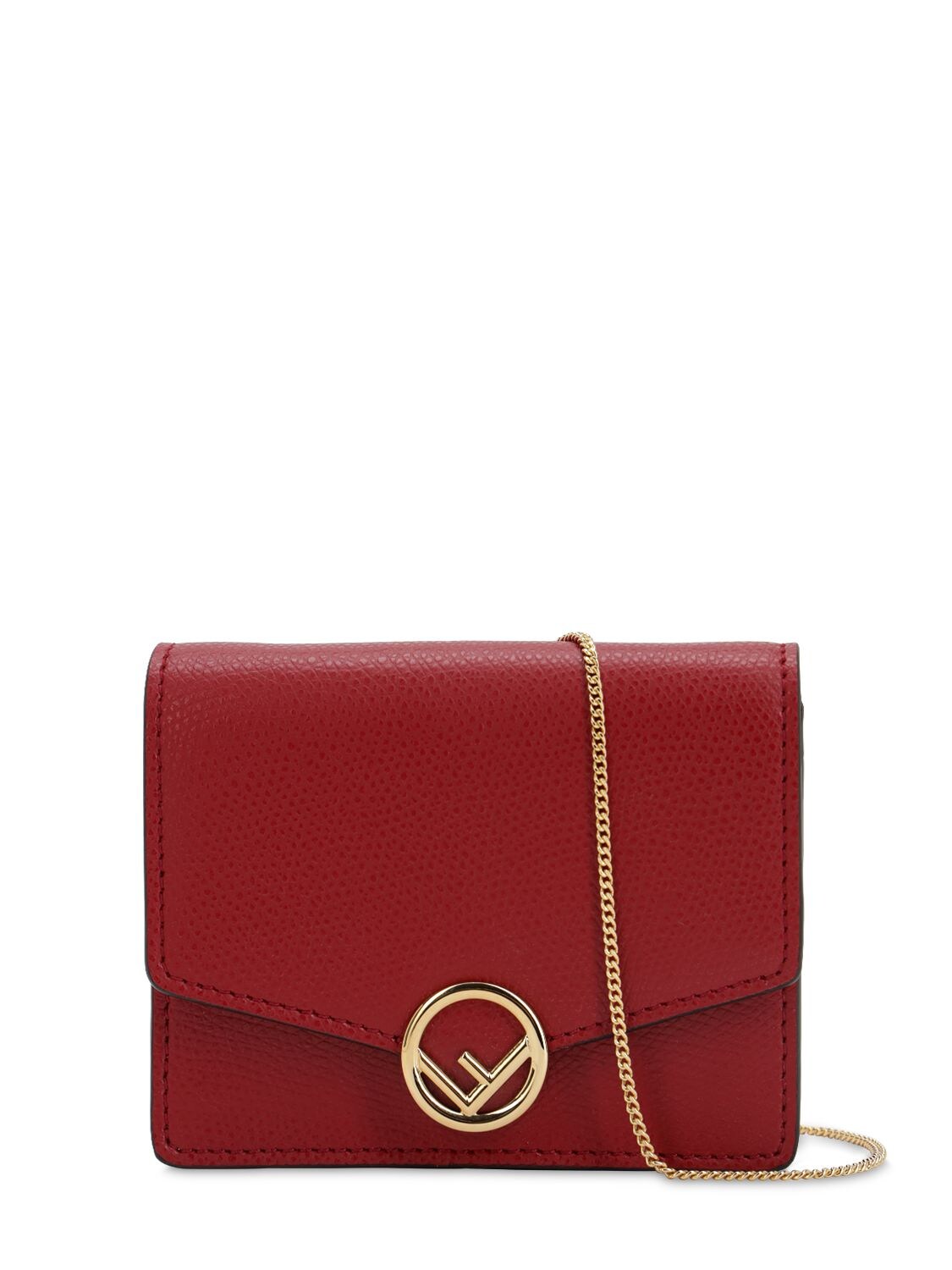 Fendi Micro Leather Card Holder Bag In Fragola
