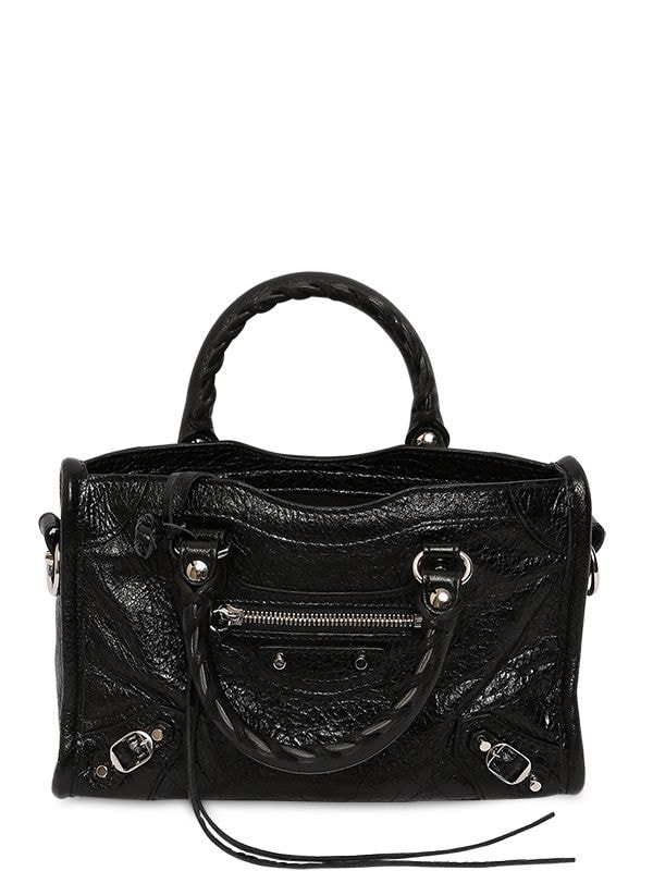 Balenciaga Mini City Leather Strap Logo Bag In Black | ModeSens