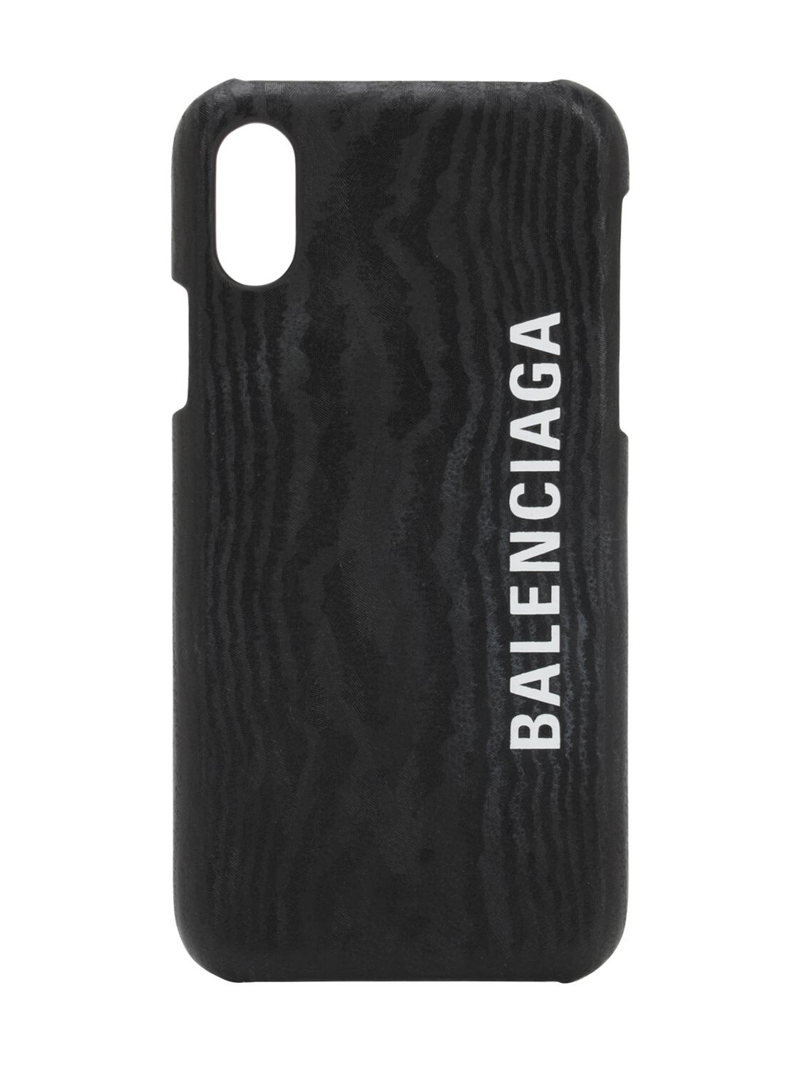 Balenciaga Logo Grained Leather I Phone 10 Cover In Black