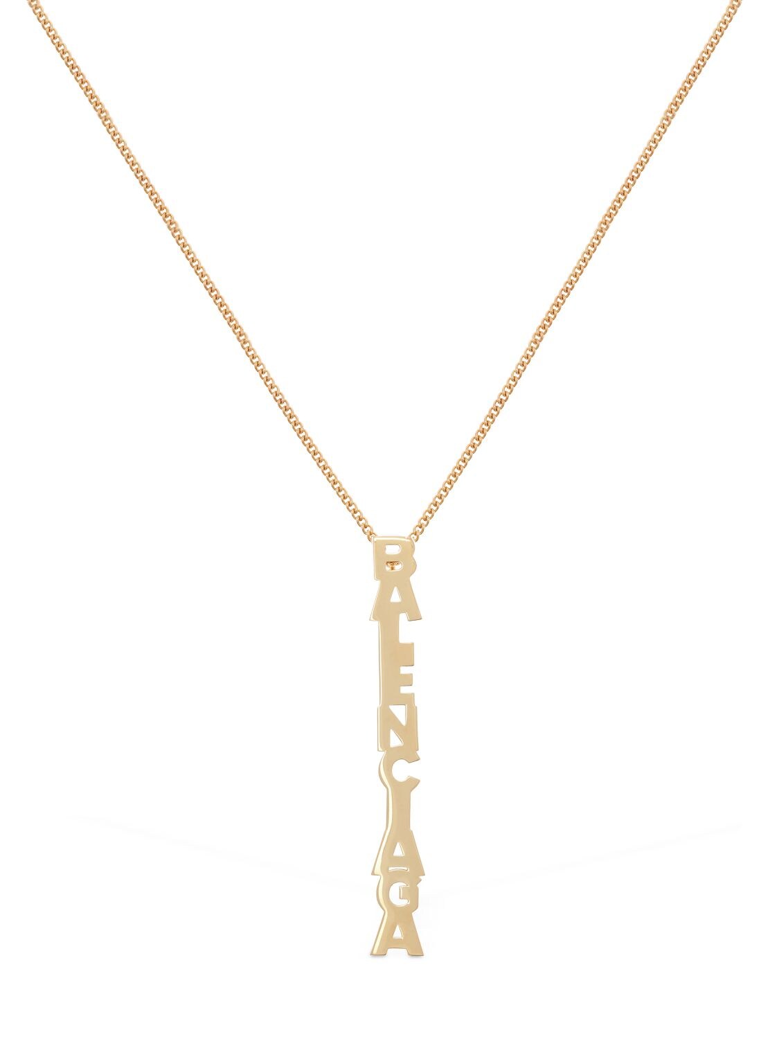 Balenciaga Logo Pendent Necklace In Gold