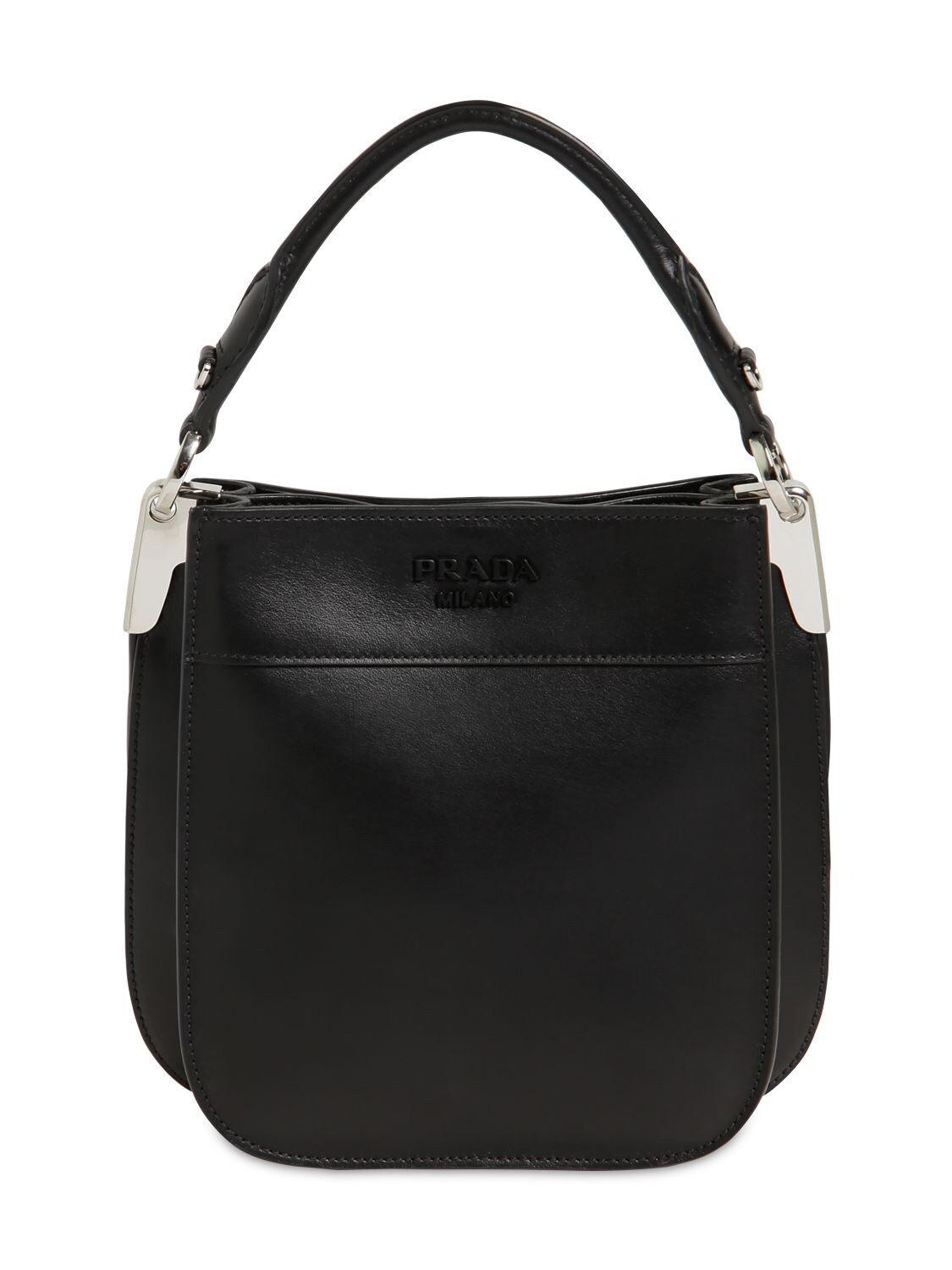 Prada Small Margit City Leather Shoulder Bag In Black
