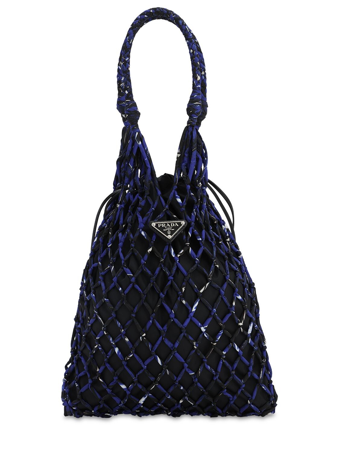 Prada Printed Nylon Mesh Tote Bag In Blue