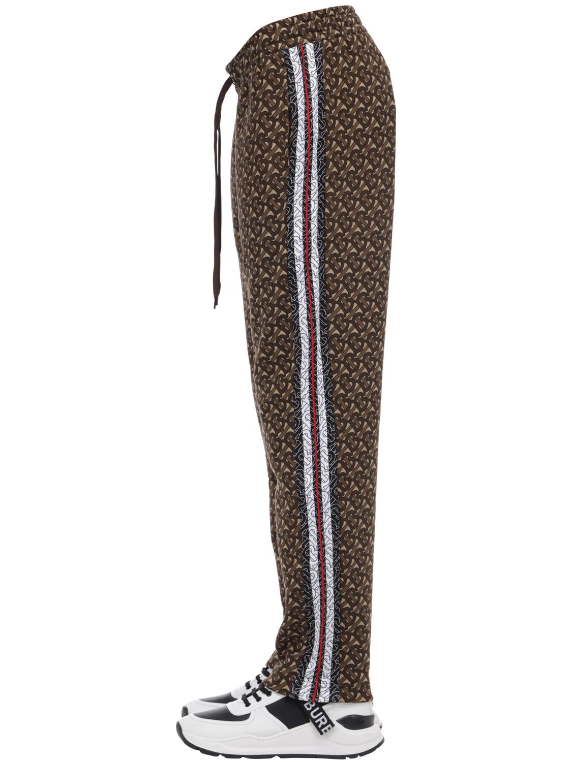Burberry Tb All Over Monogram Cotton Sweatpants In Bridle Brown