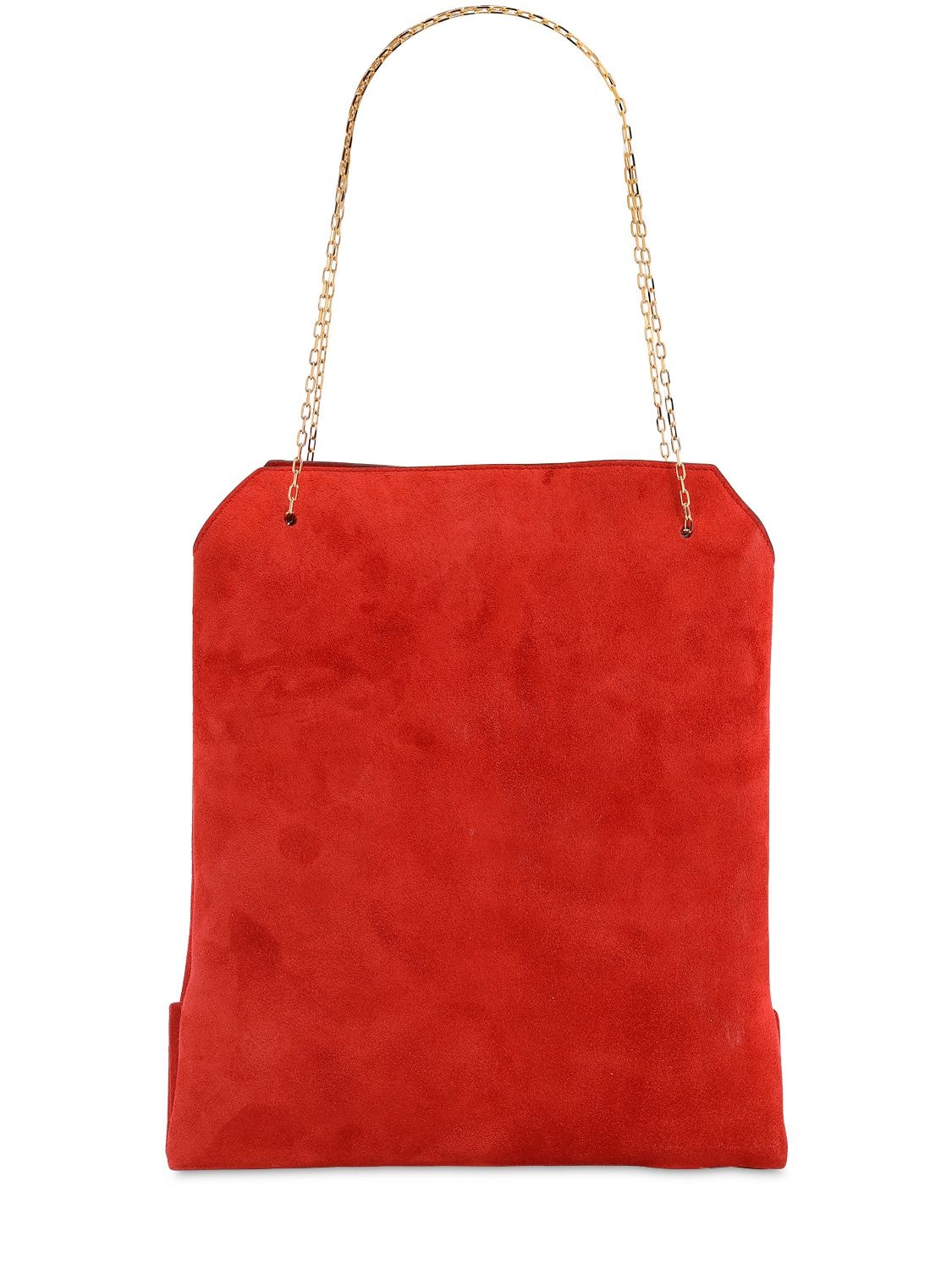 The Row Small Lunch Suede Bag In Ruby Red